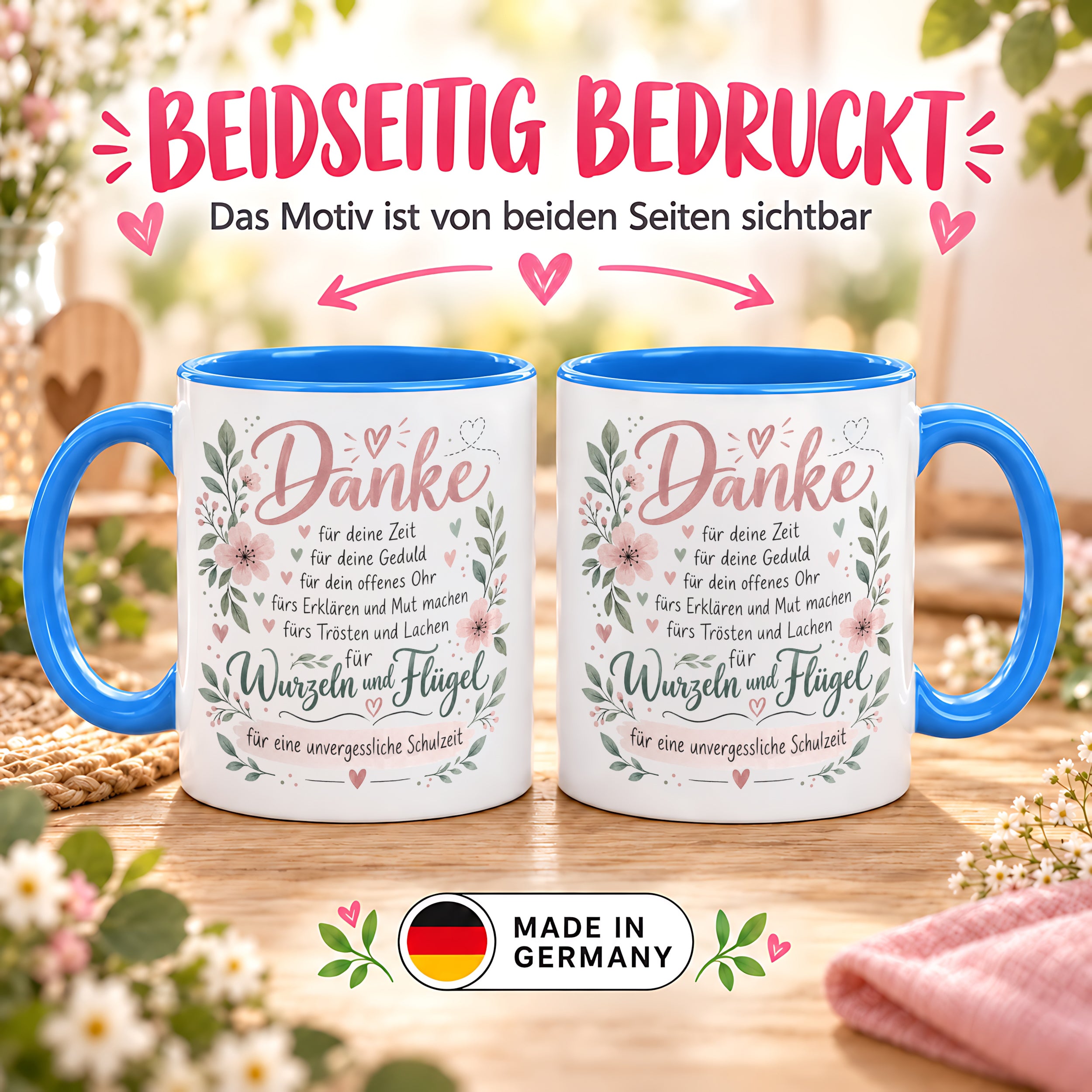 Danke Lehrerin Lehrer Tasse 330 ml Abschiedsgeschenk Schule Schuljahresende Dankeschön Keramiktasse mit Spruch