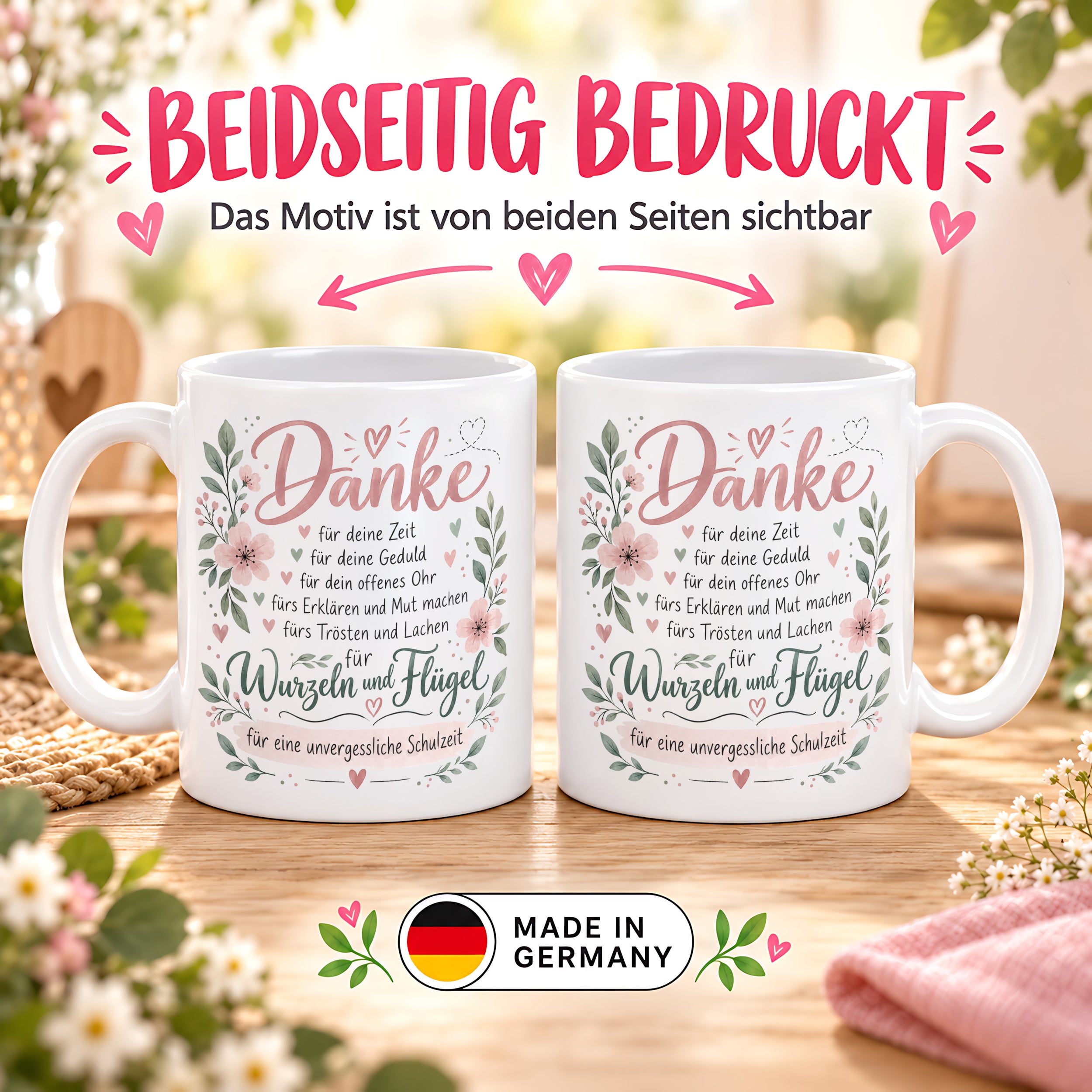 Danke Lehrerin Lehrer Tasse 330 ml Abschiedsgeschenk Schule Schuljahresende Dankeschön Keramiktasse mit Spruch