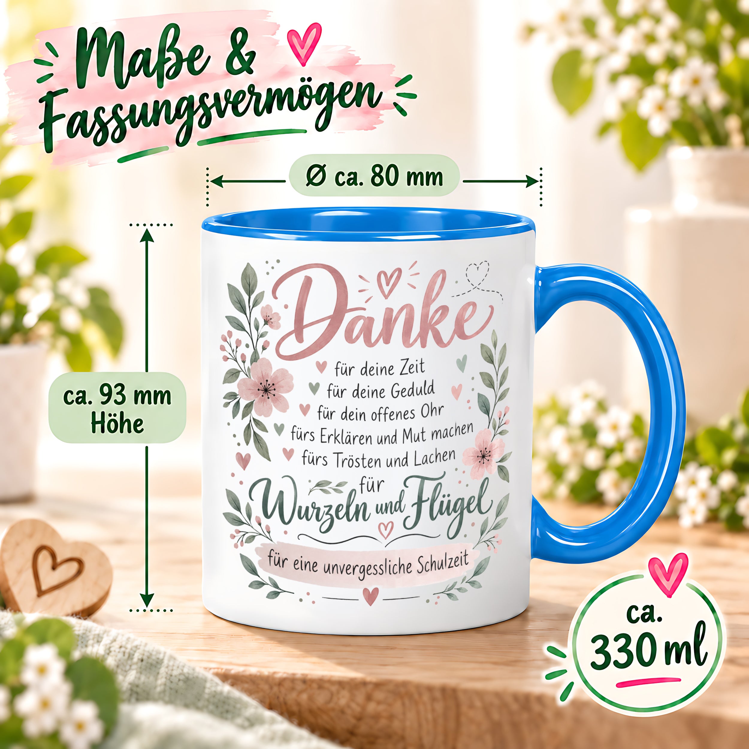 Danke Lehrerin Lehrer Tasse 330 ml Abschiedsgeschenk Schule Schuljahresende Dankeschön Keramiktasse mit Spruch