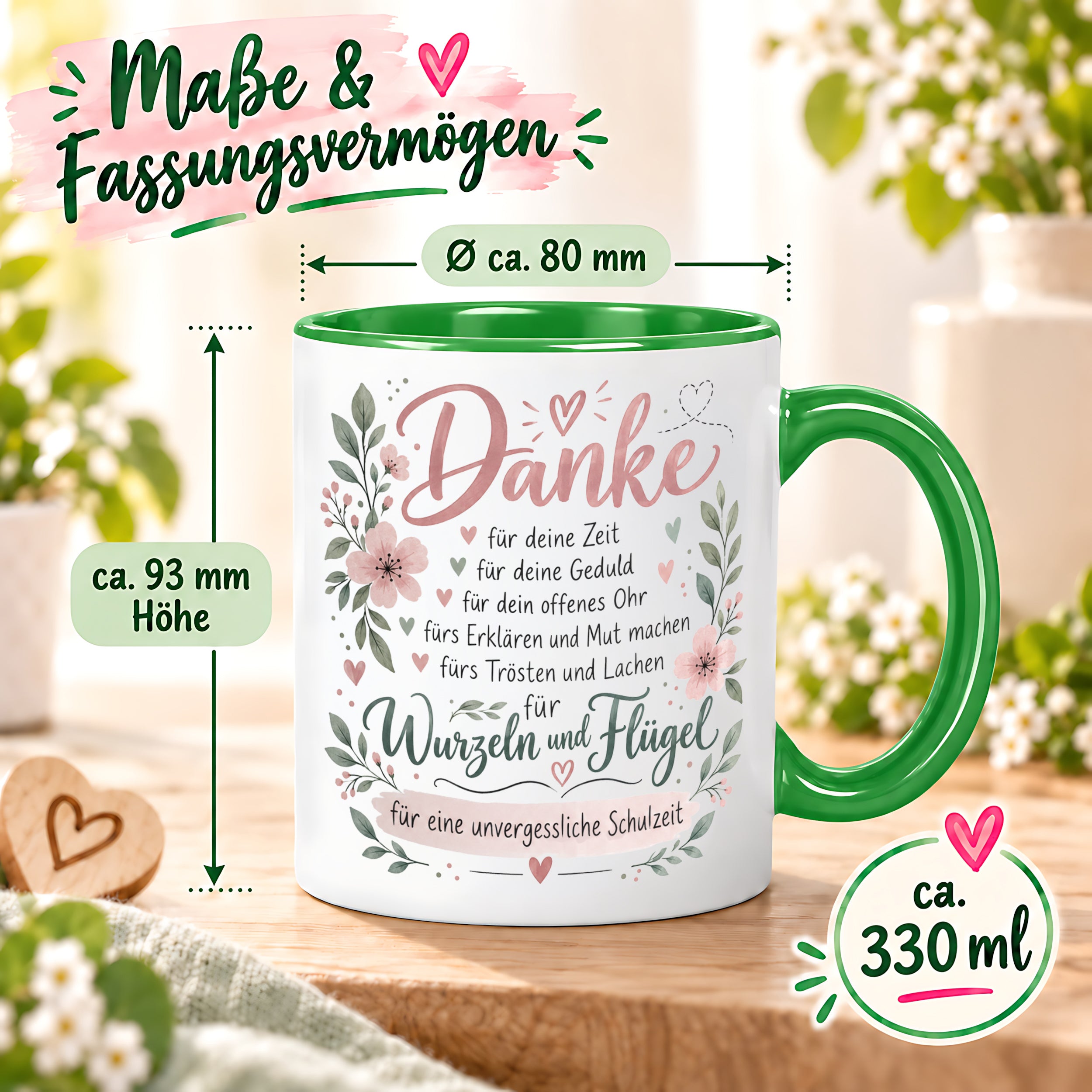 Danke Lehrerin Lehrer Tasse 330 ml Abschiedsgeschenk Schule Schuljahresende Dankeschön Keramiktasse mit Spruch