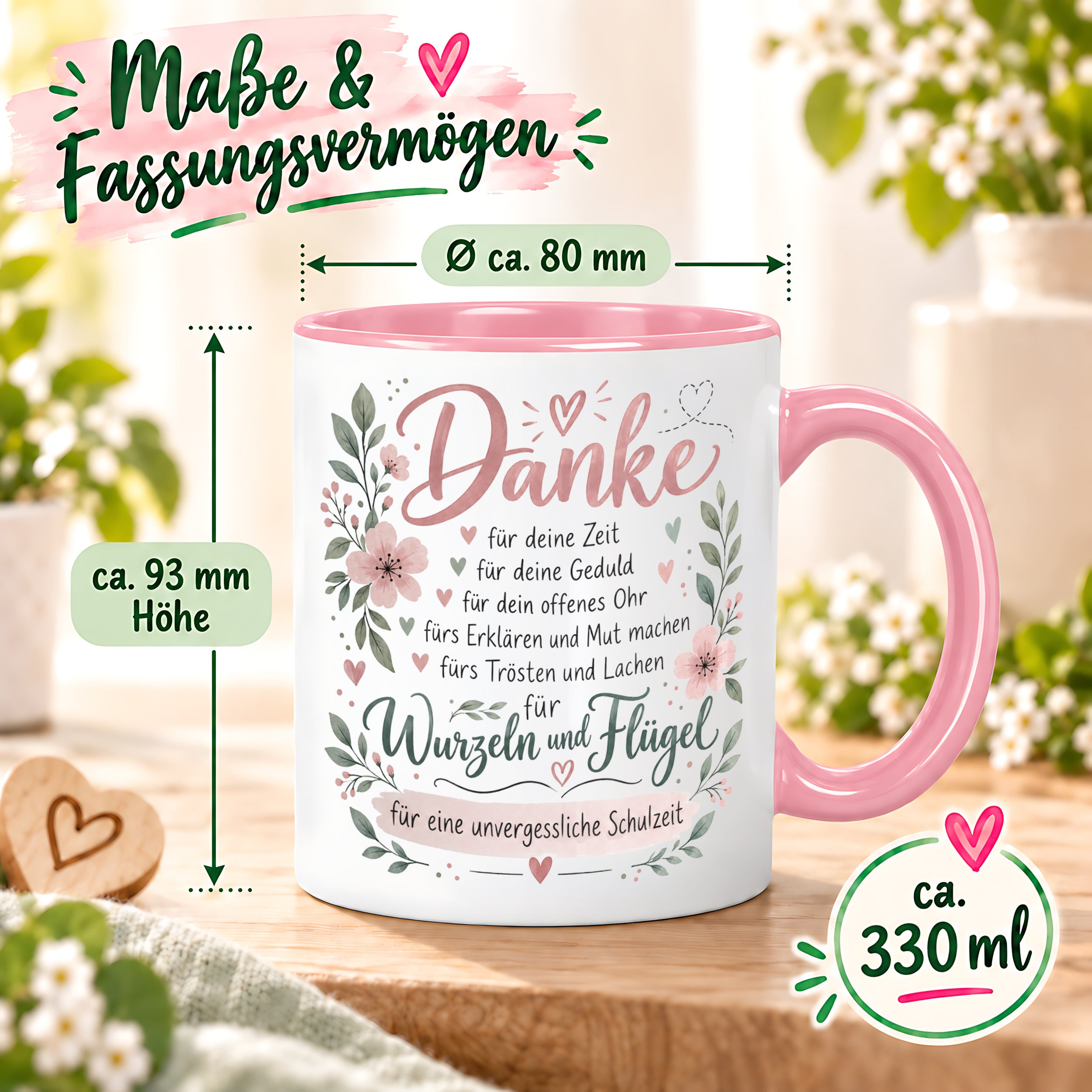 Danke Lehrerin Lehrer Tasse 330 ml Abschiedsgeschenk Schule Schuljahresende Dankeschön Keramiktasse mit Spruch