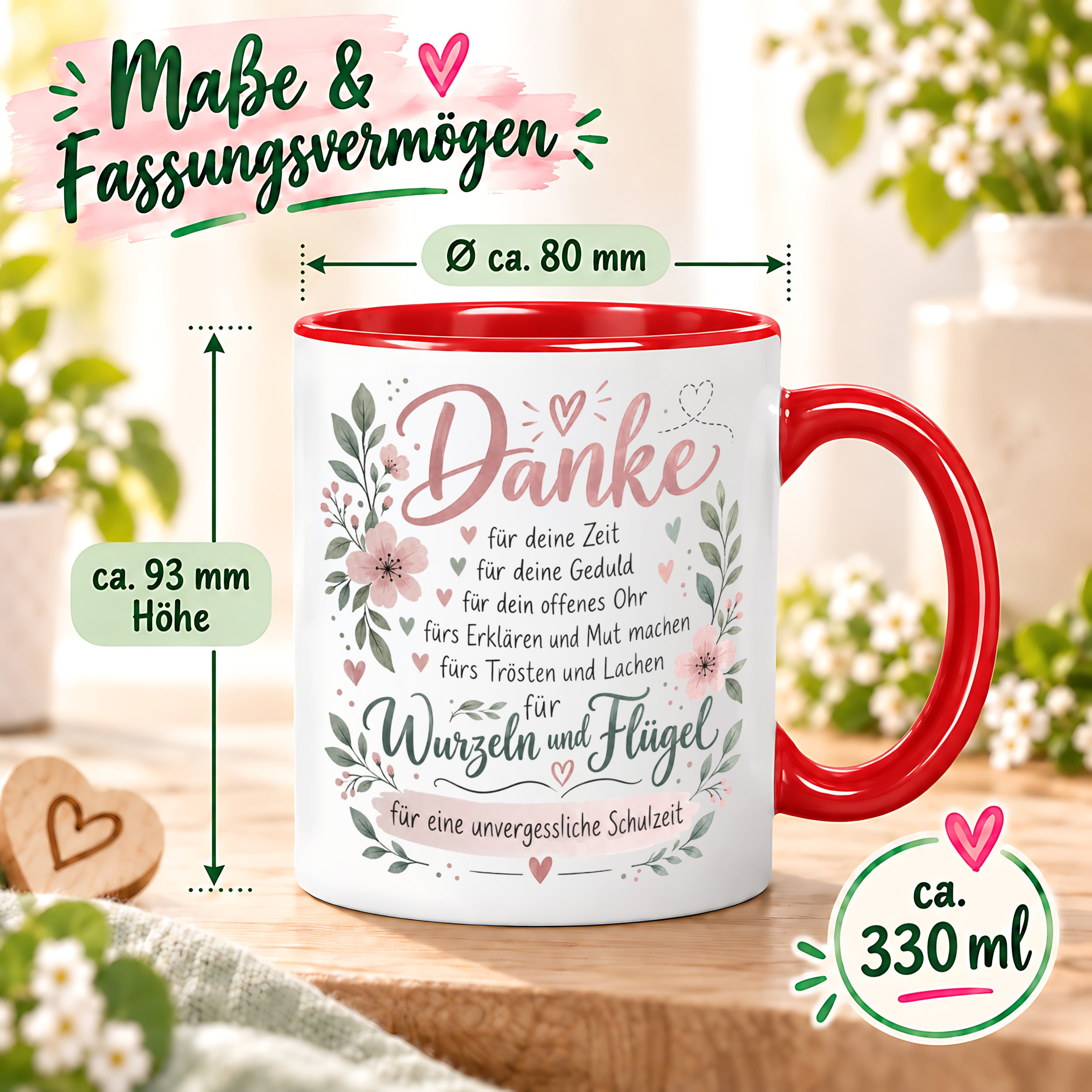 Danke Lehrerin Lehrer Tasse 330 ml Abschiedsgeschenk Schule Schuljahresende Dankeschön Keramiktasse mit Spruch