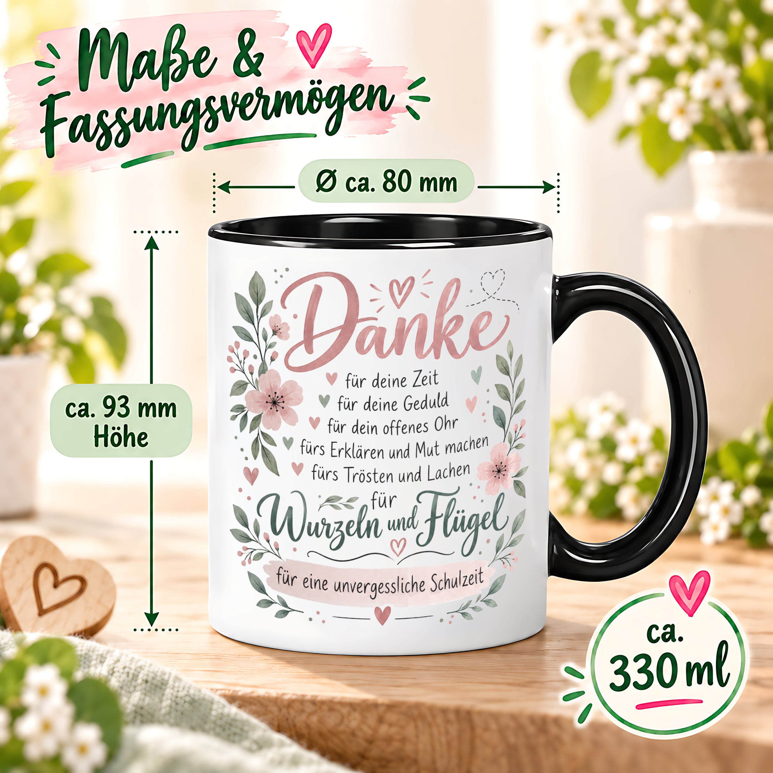 Danke Lehrerin Lehrer Tasse 330 ml Abschiedsgeschenk Schule Schuljahresende Dankeschön Keramiktasse mit Spruch
