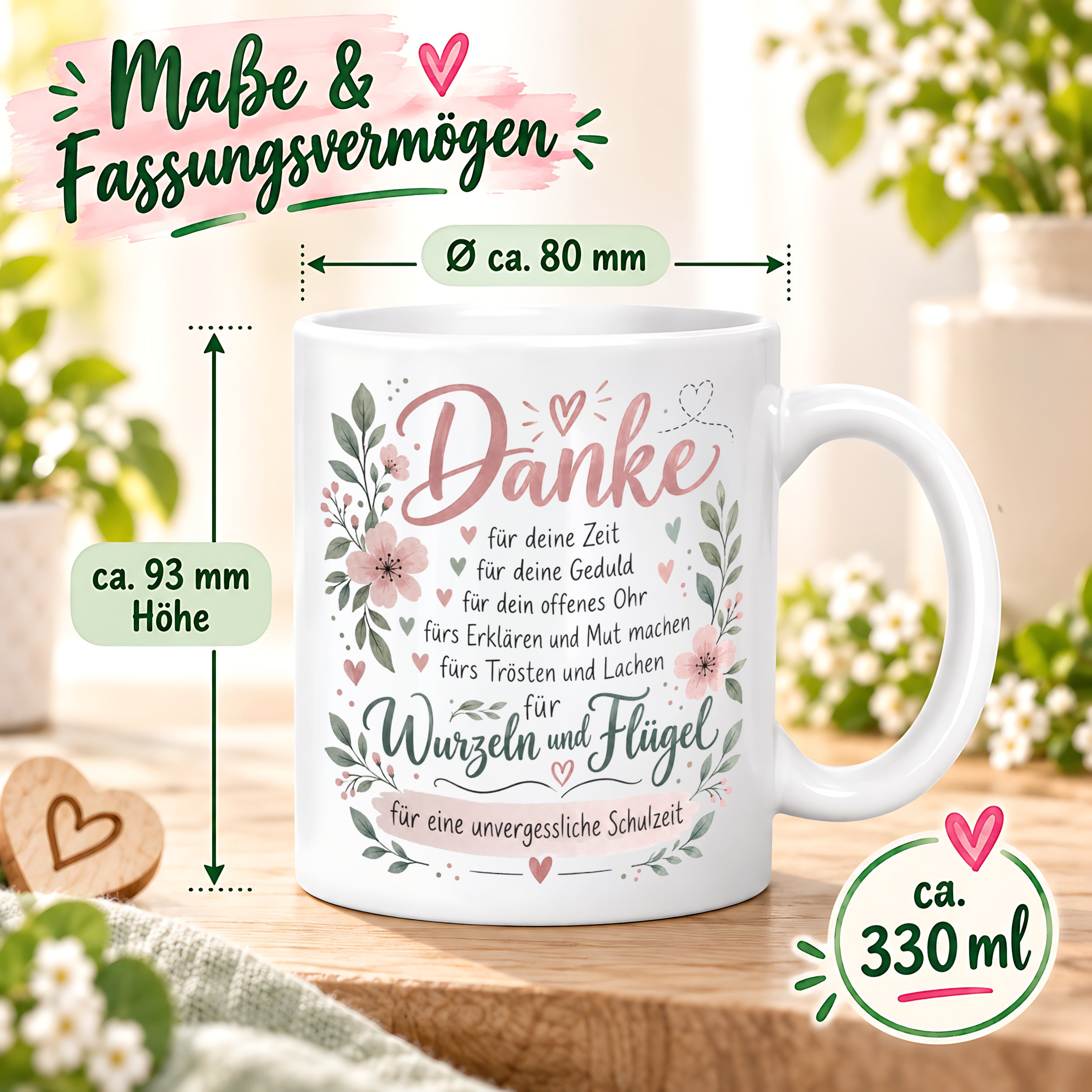 Danke Lehrerin Lehrer Tasse 330 ml Abschiedsgeschenk Schule Schuljahresende Dankeschön Keramiktasse mit Spruch