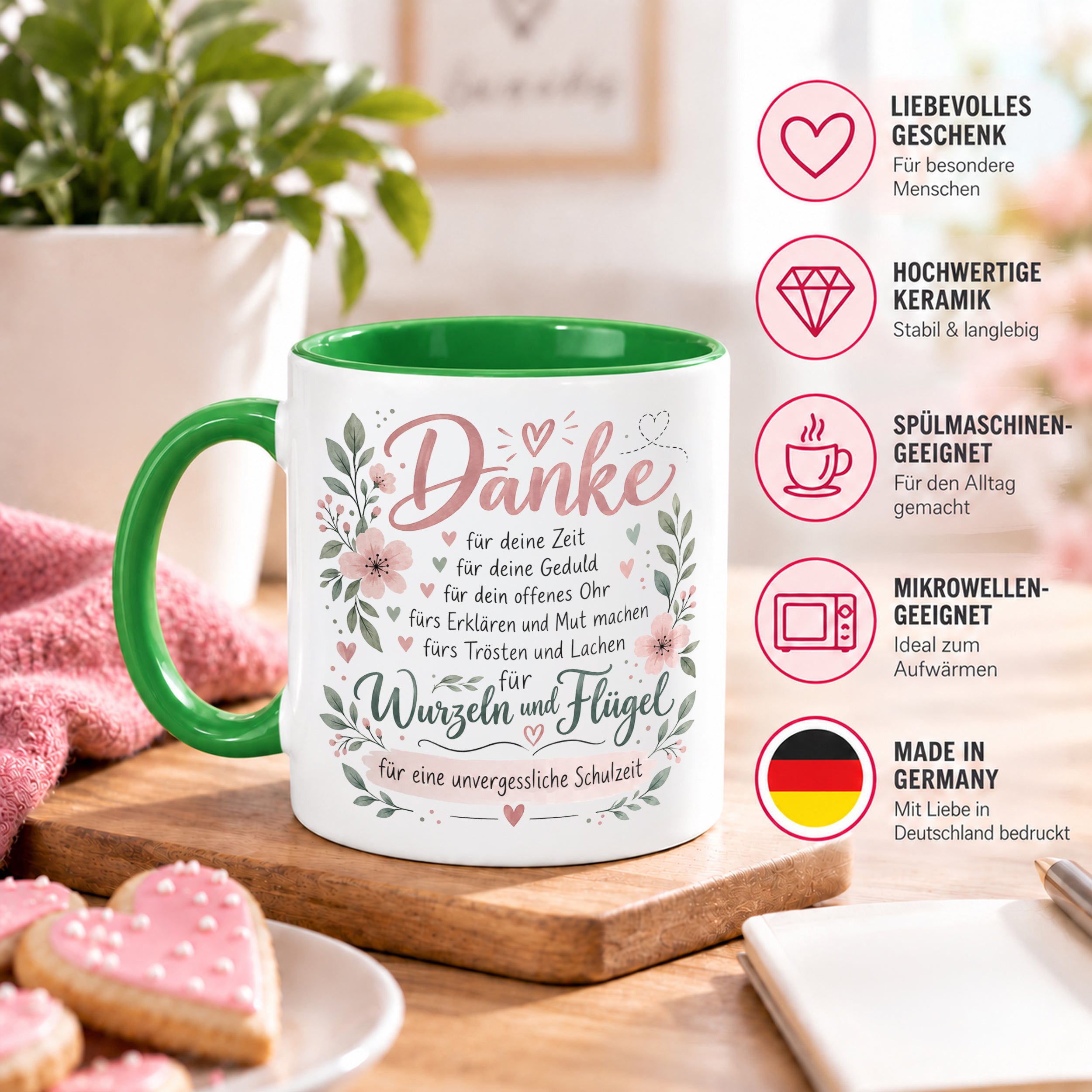 Danke Lehrerin Lehrer Tasse 330 ml Abschiedsgeschenk Schule Schuljahresende Dankeschön Keramiktasse mit Spruch