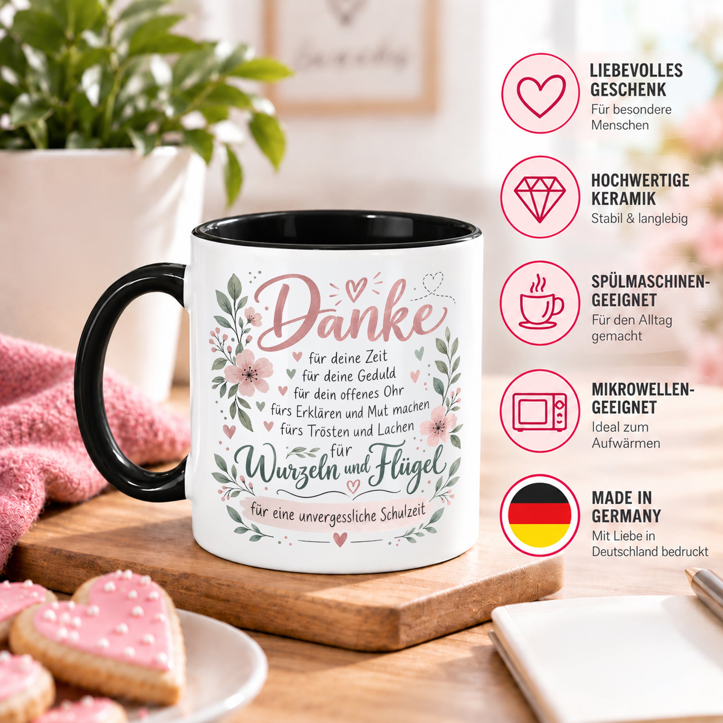 Danke Lehrerin Lehrer Tasse 330 ml Abschiedsgeschenk Schule Schuljahresende Dankeschön Keramiktasse mit Spruch