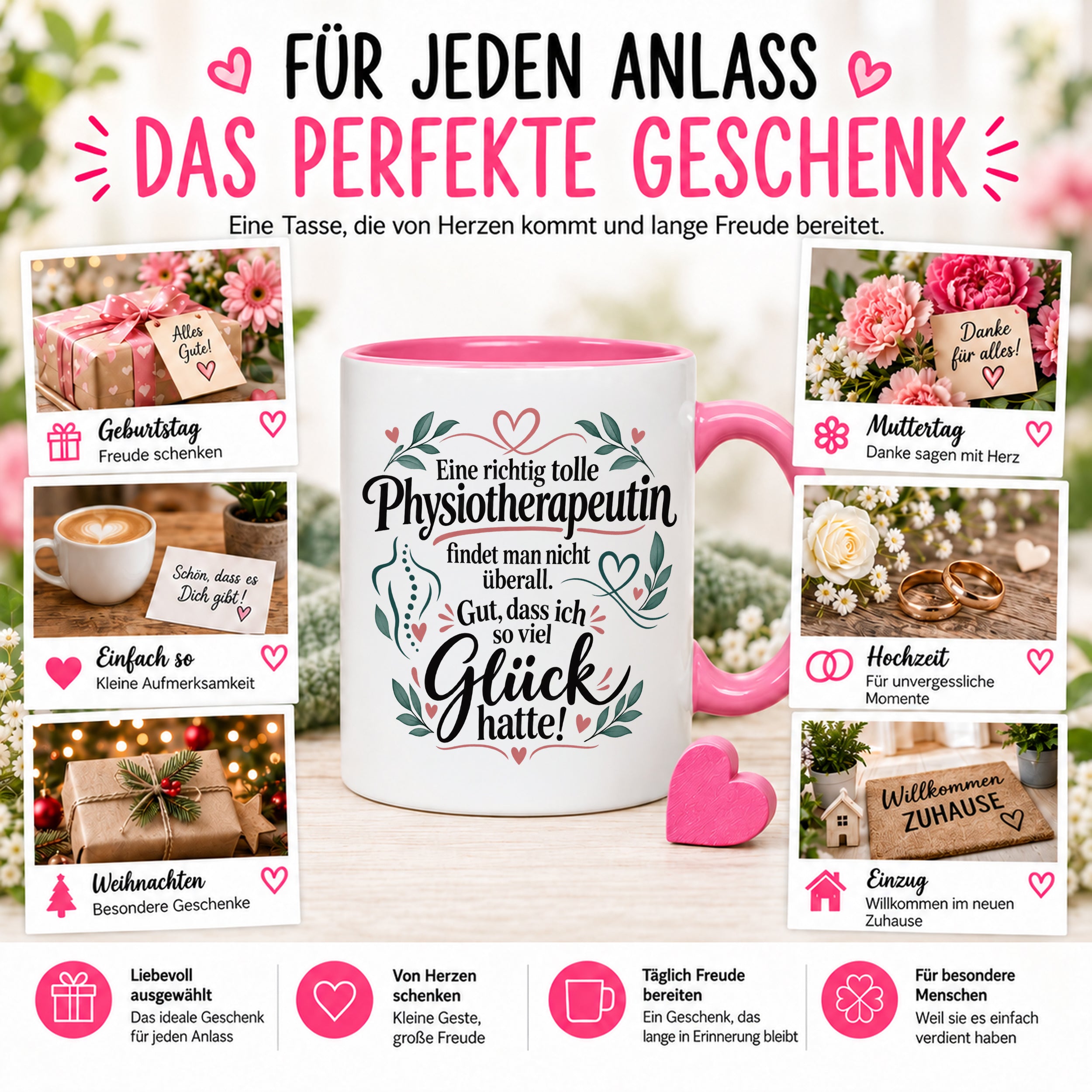 Tasse Physiotherapeutin Danke Geschenk beste Physiotherapeutin lustige Kaffeetasse Praxis Geburtstag Weihnachten 330 ml