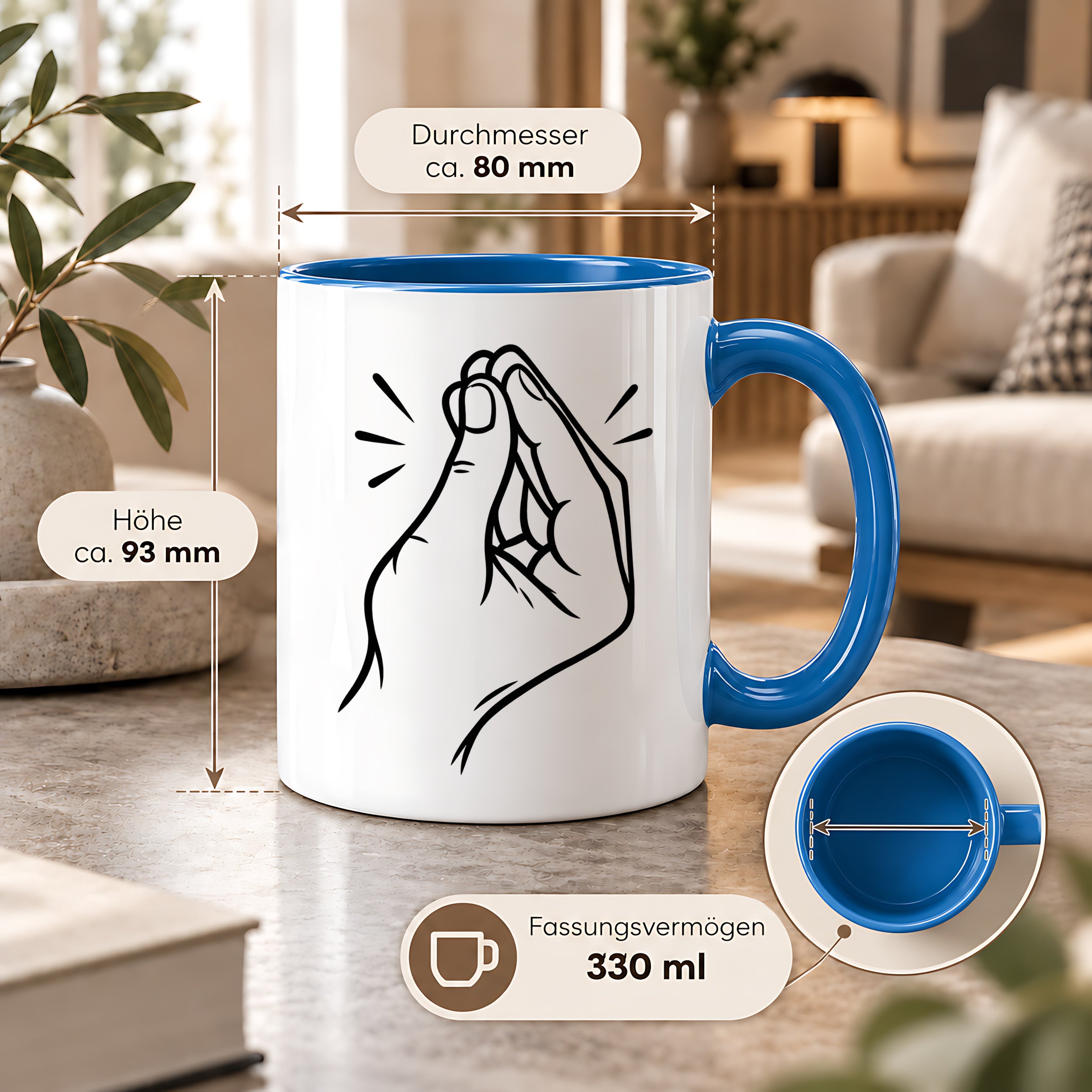 Italienische Geste Tasse 330 ml Italien Geschenk Keramiktasse Handzeichen lustig für Italien Fans Geburtstag Weihnachten