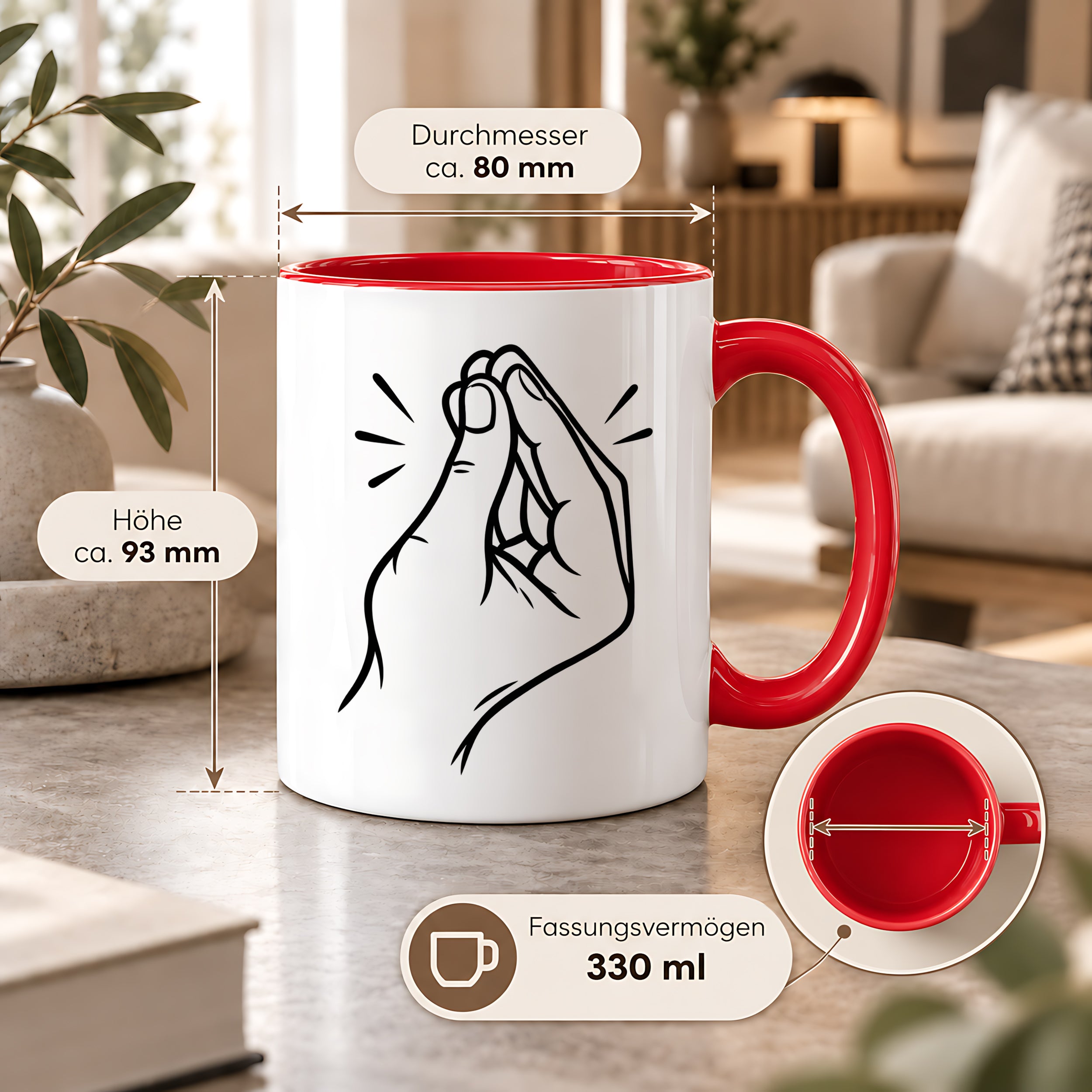 Italienische Geste Tasse 330 ml Italien Geschenk Keramiktasse Handzeichen lustig für Italien Fans Geburtstag Weihnachten