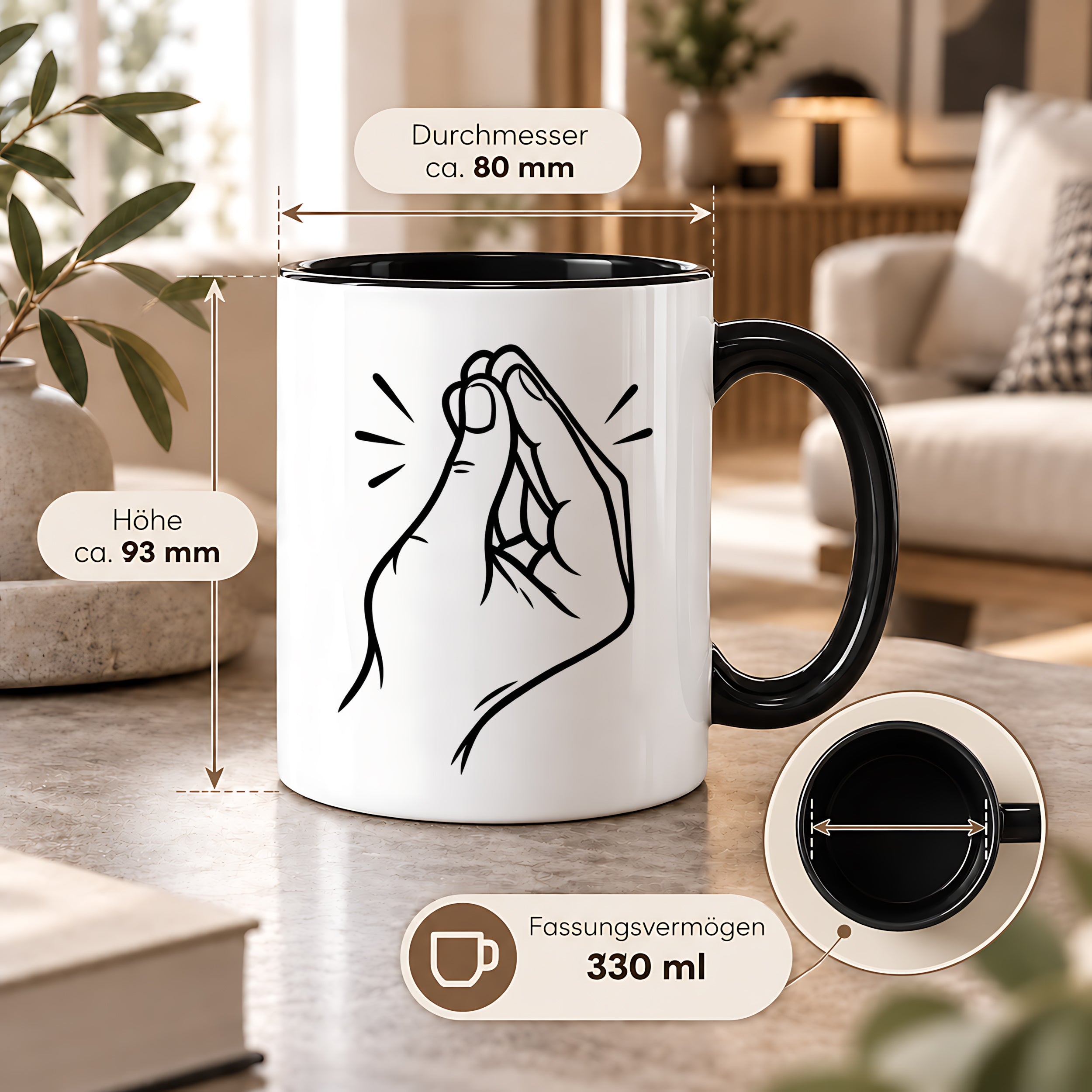 Italienische Geste Tasse 330 ml Italien Geschenk Keramiktasse Handzeichen lustig für Italien Fans Geburtstag Weihnachten