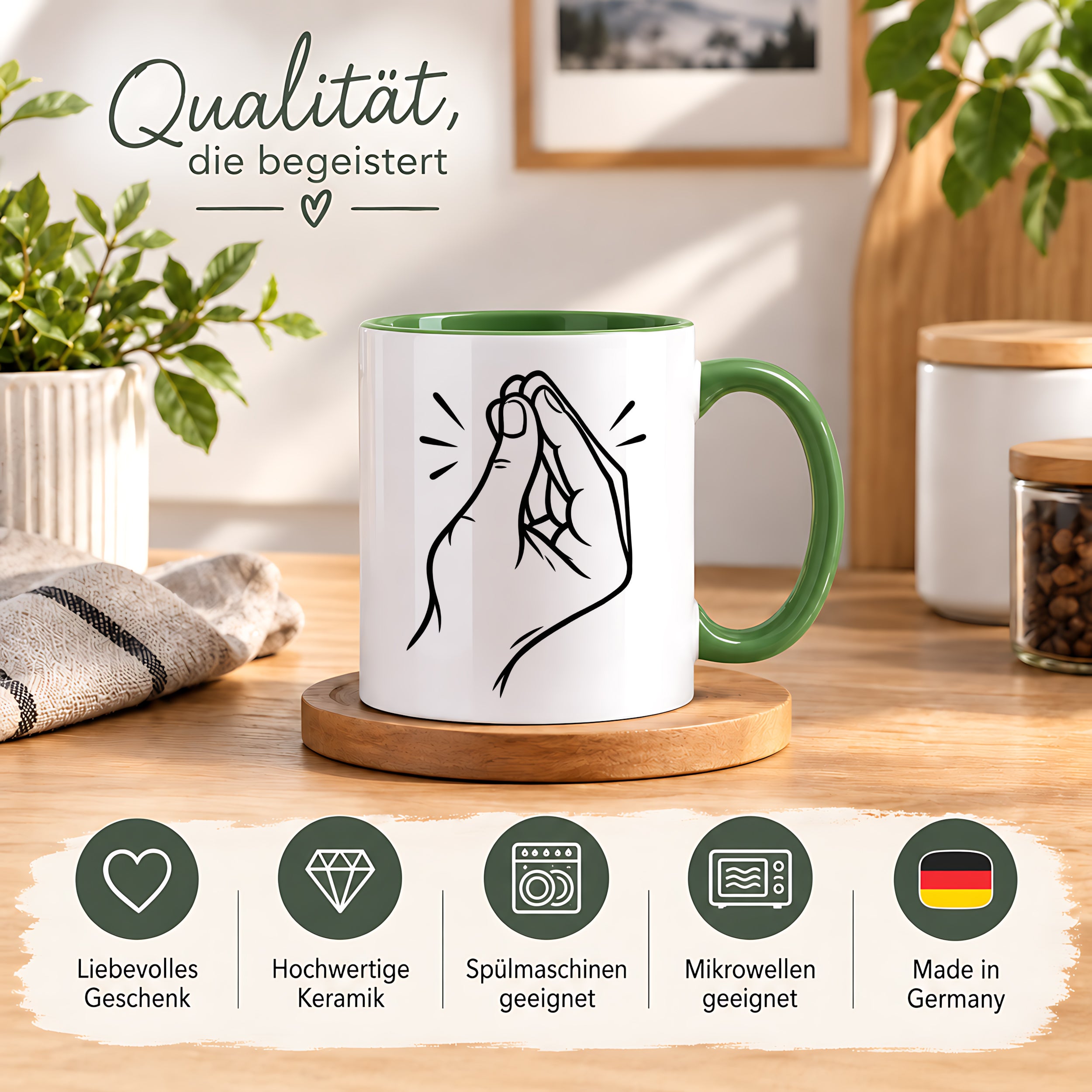 Italienische Geste Tasse 330 ml Italien Geschenk Keramiktasse Handzeichen lustig für Italien Fans Geburtstag Weihnachten