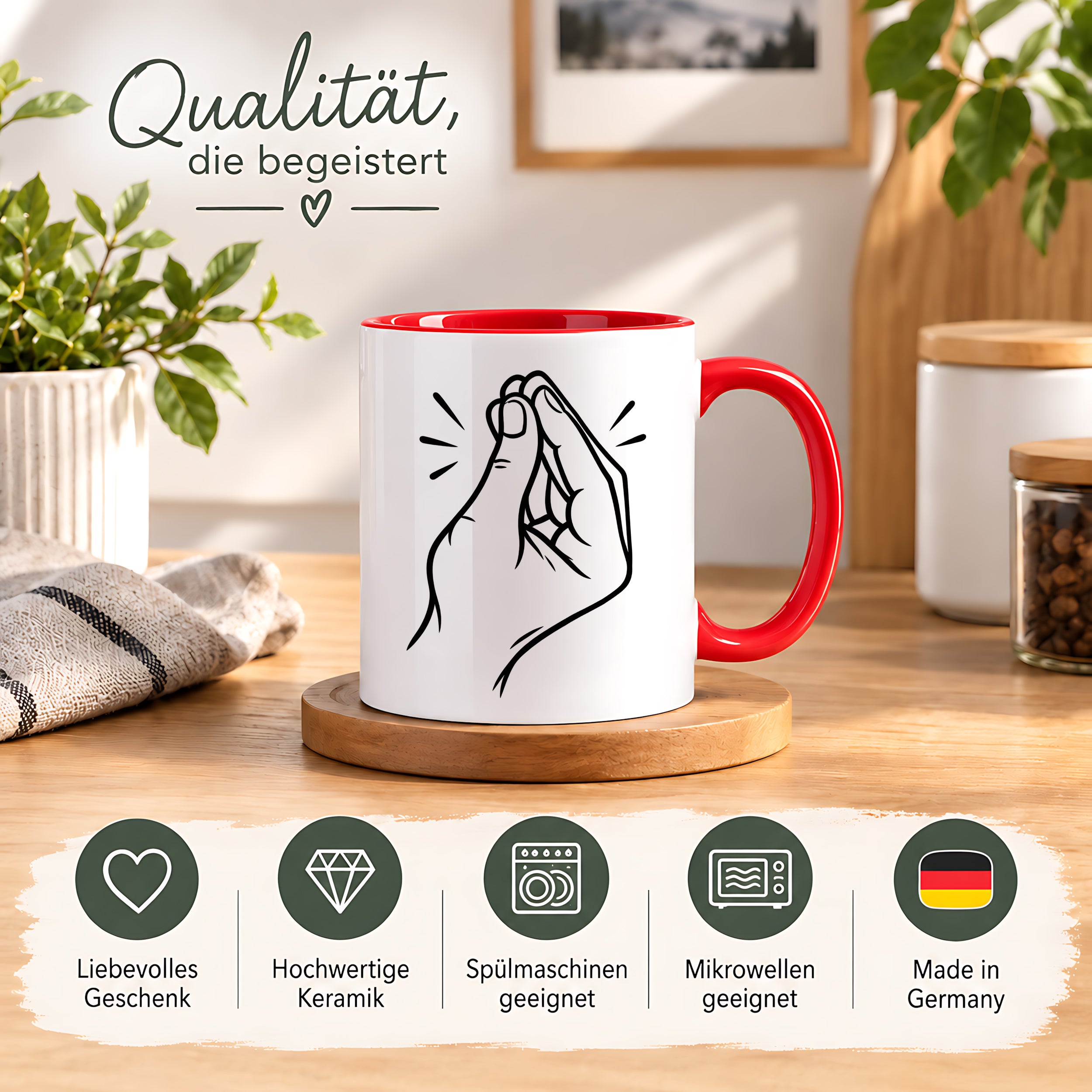 Italienische Geste Tasse 330 ml Italien Geschenk Keramiktasse Handzeichen lustig für Italien Fans Geburtstag Weihnachten
