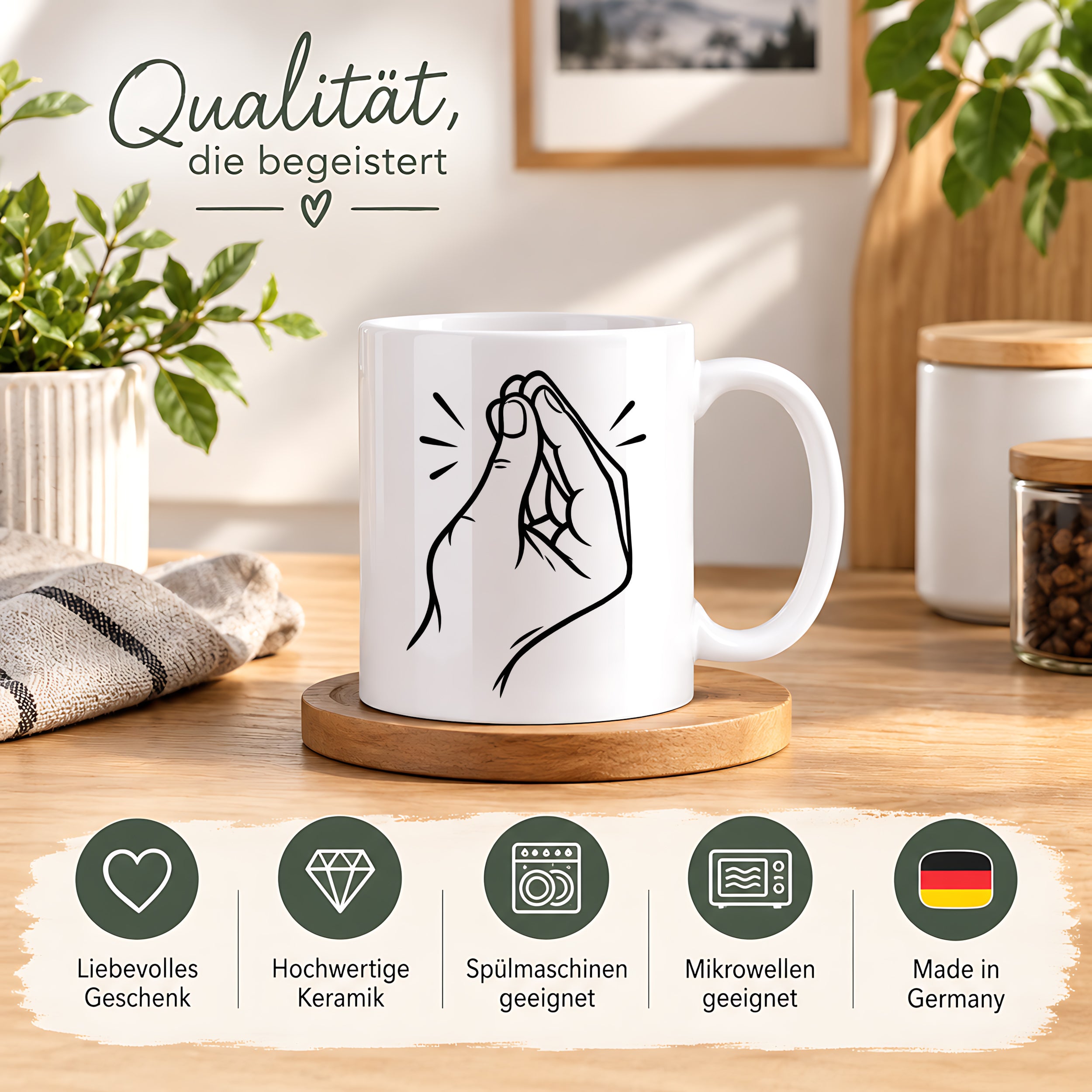 Italienische Geste Tasse 330 ml Italien Geschenk Keramiktasse Handzeichen lustig für Italien Fans Geburtstag Weihnachten