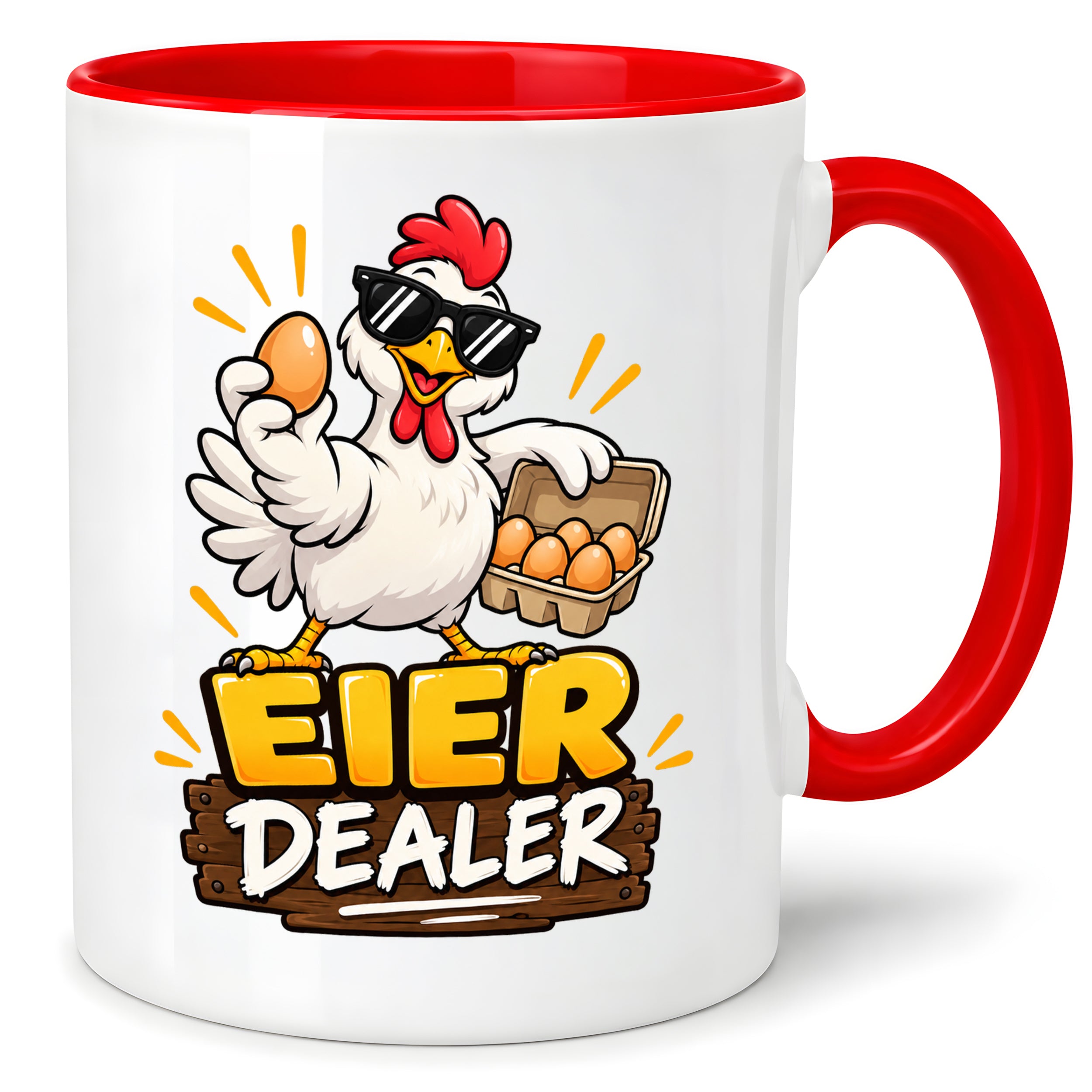 Eier Dealer Tasse Huhn Geschenk 330 ml lustige Keramiktasse für Hühnerhalter Geflügel Fans Geburtstag Weihnachten