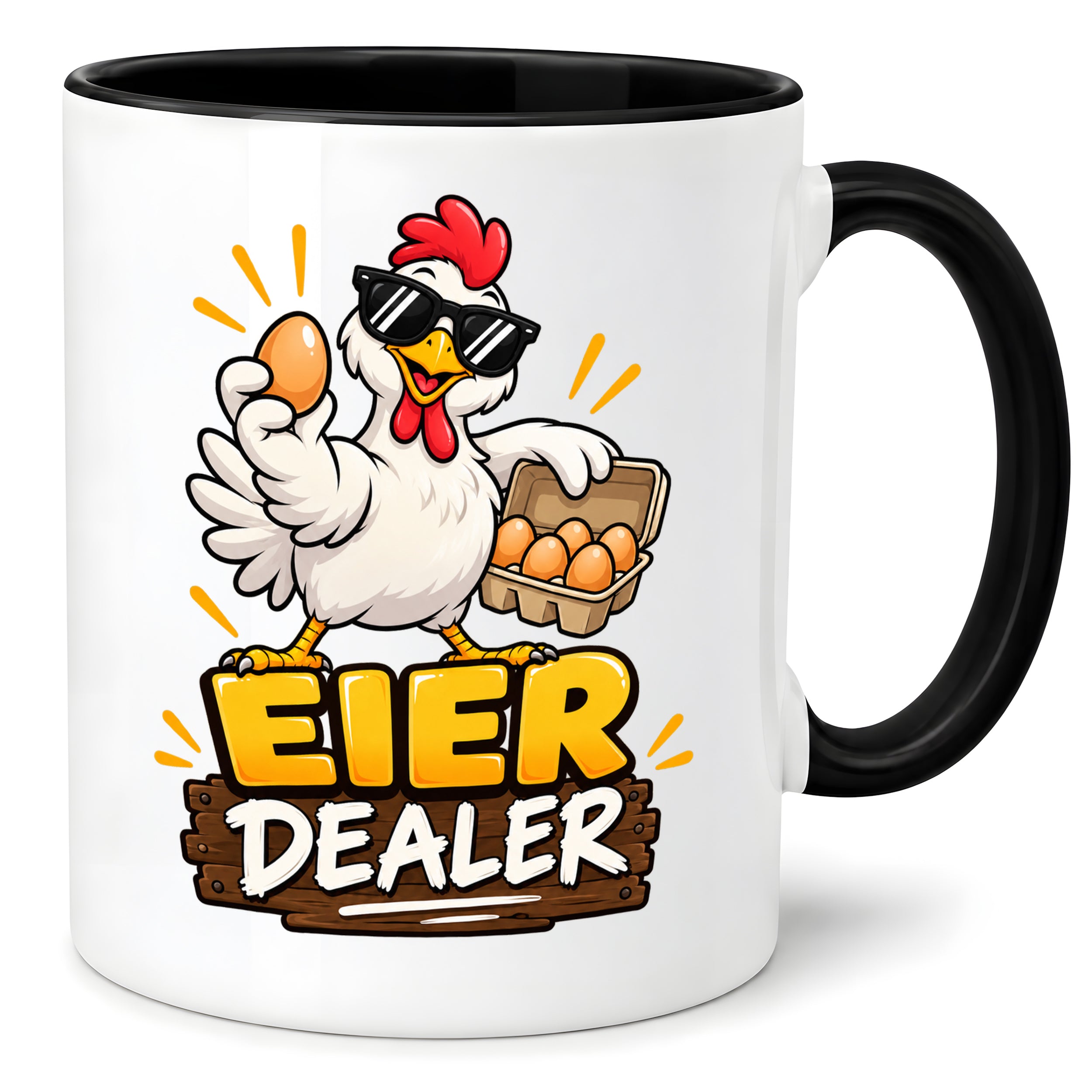 Eier Dealer Tasse Huhn Geschenk 330 ml lustige Keramiktasse für Hühnerhalter Geflügel Fans Geburtstag Weihnachten