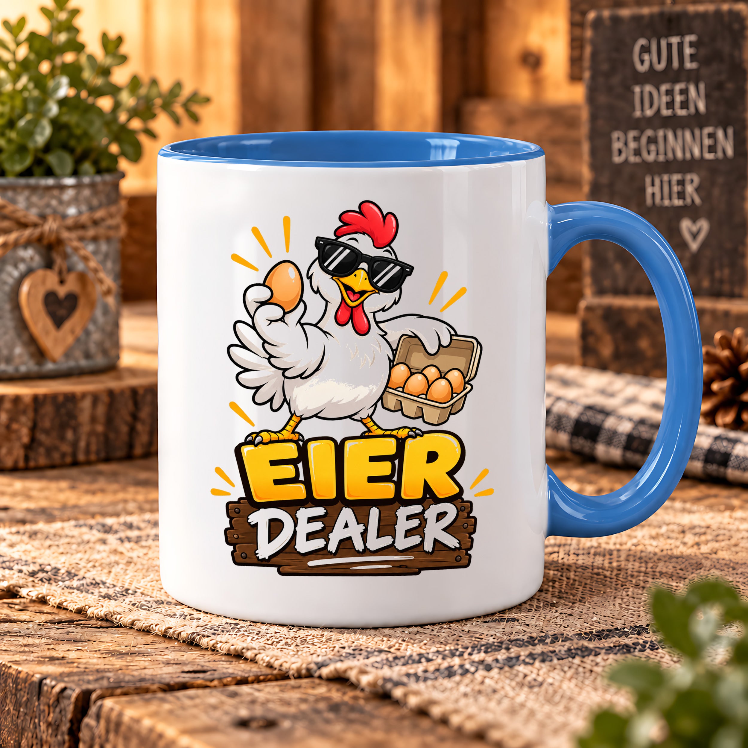 Eier Dealer Tasse Huhn Geschenk 330 ml lustige Keramiktasse für Hühnerhalter Geflügel Fans Geburtstag Weihnachten