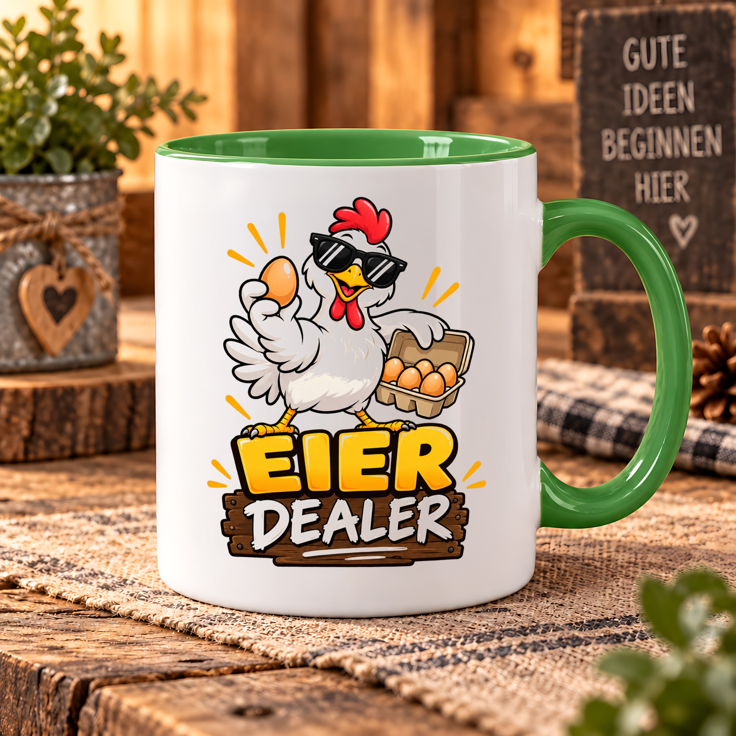 Eier Dealer Tasse Huhn Geschenk 330 ml lustige Keramiktasse für Hühnerhalter Geflügel Fans Geburtstag Weihnachten