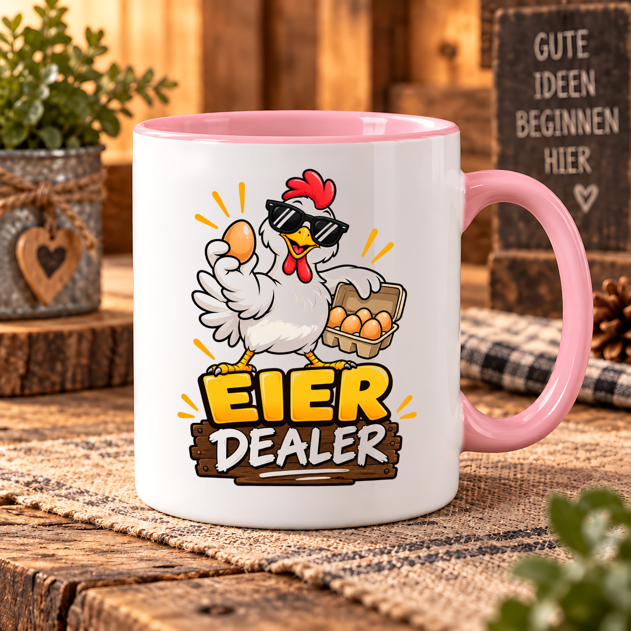 Eier Dealer Tasse Huhn Geschenk 330 ml lustige Keramiktasse für Hühnerhalter Geflügel Fans Geburtstag Weihnachten