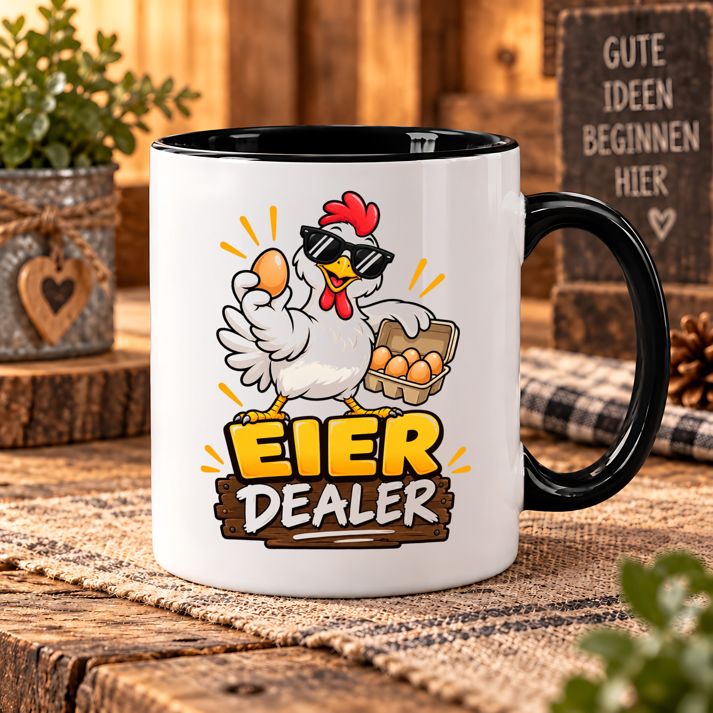 Eier Dealer Tasse Huhn Geschenk 330 ml lustige Keramiktasse für Hühnerhalter Geflügel Fans Geburtstag Weihnachten