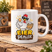 Eier Dealer Tasse Huhn Geschenk 330 ml lustige Keramiktasse für Hühnerhalter Geflügel Fans Geburtstag Weihnachten
