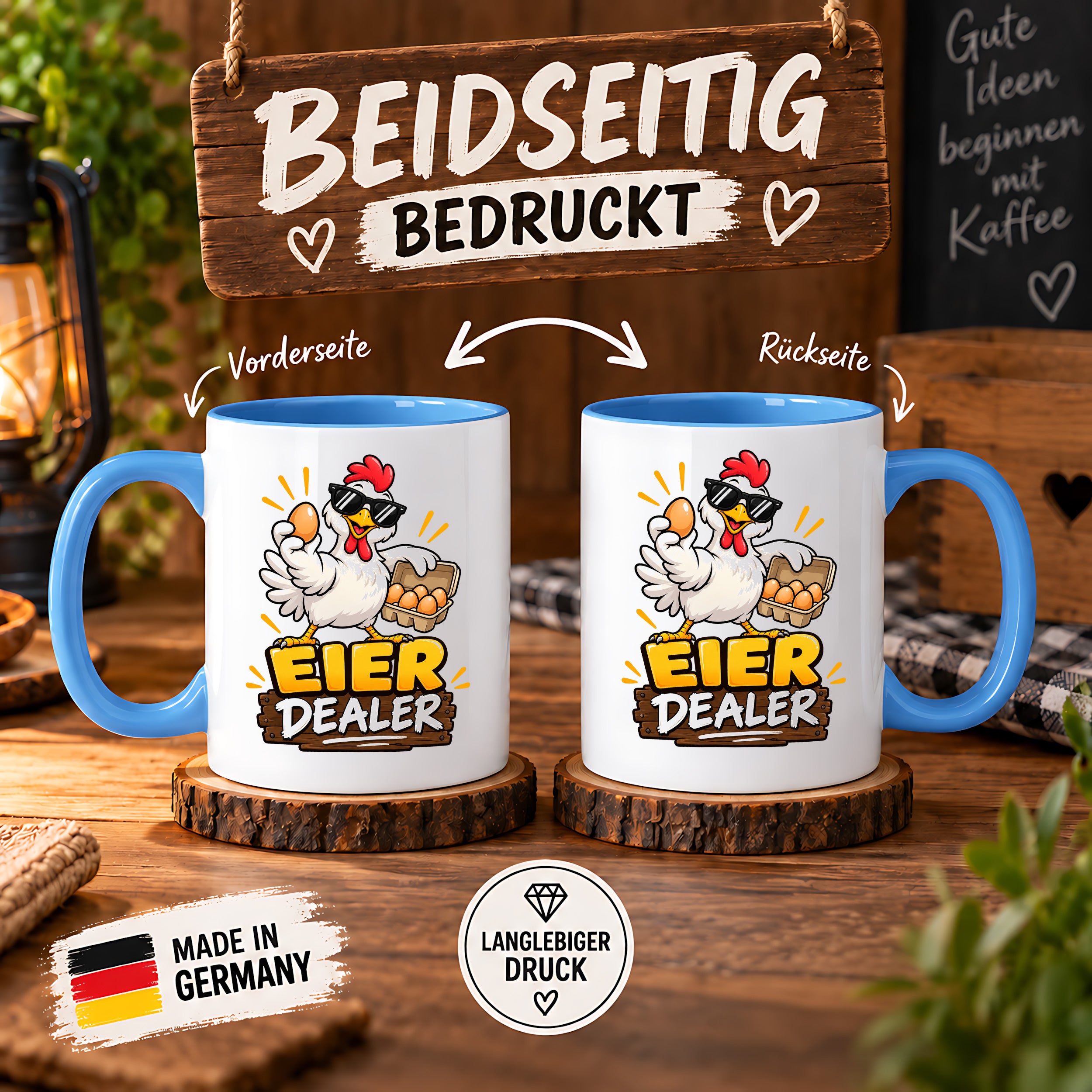Eier Dealer Tasse Huhn Geschenk 330 ml lustige Keramiktasse für Hühnerhalter Geflügel Fans Geburtstag Weihnachten