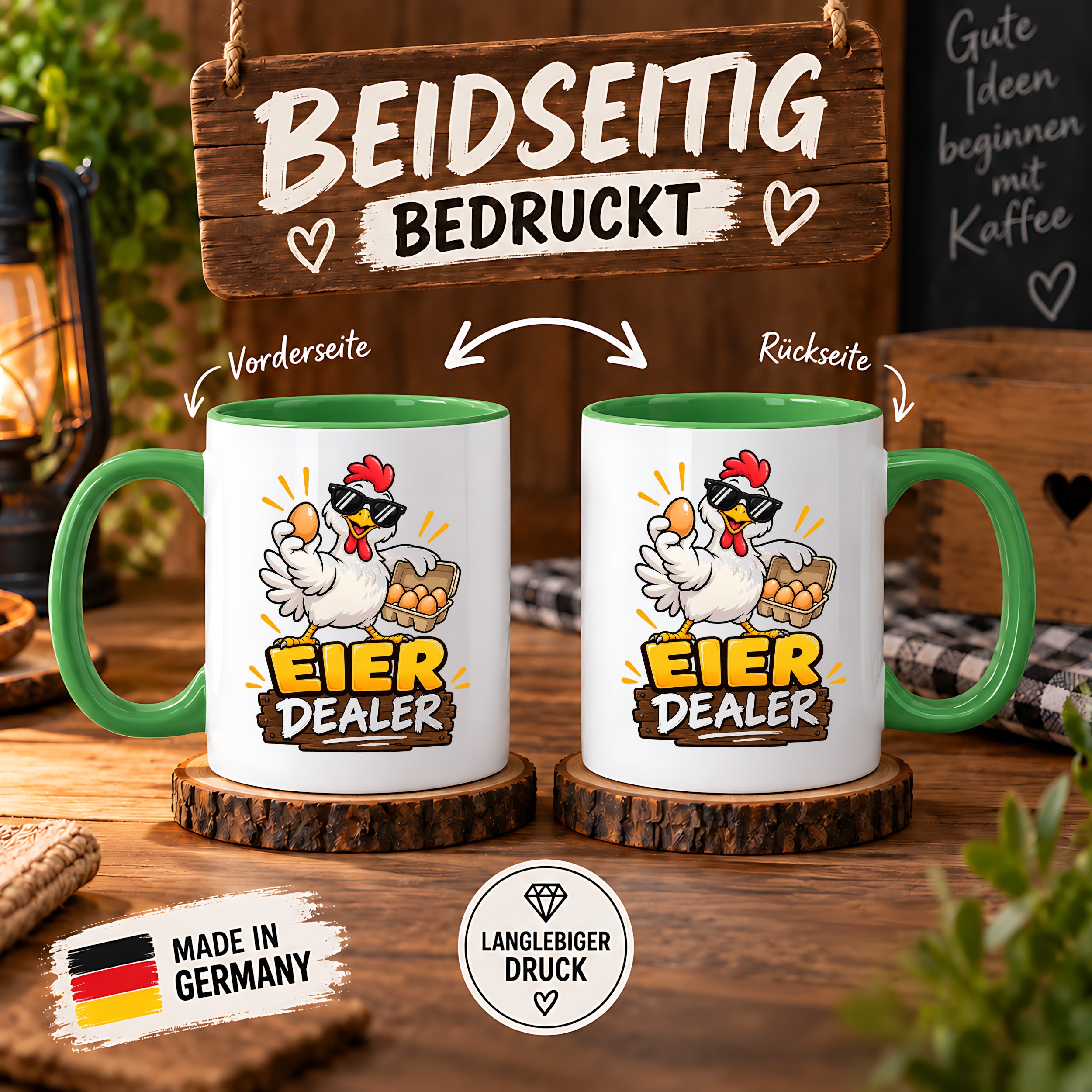 Eier Dealer Tasse Huhn Geschenk 330 ml lustige Keramiktasse für Hühnerhalter Geflügel Fans Geburtstag Weihnachten