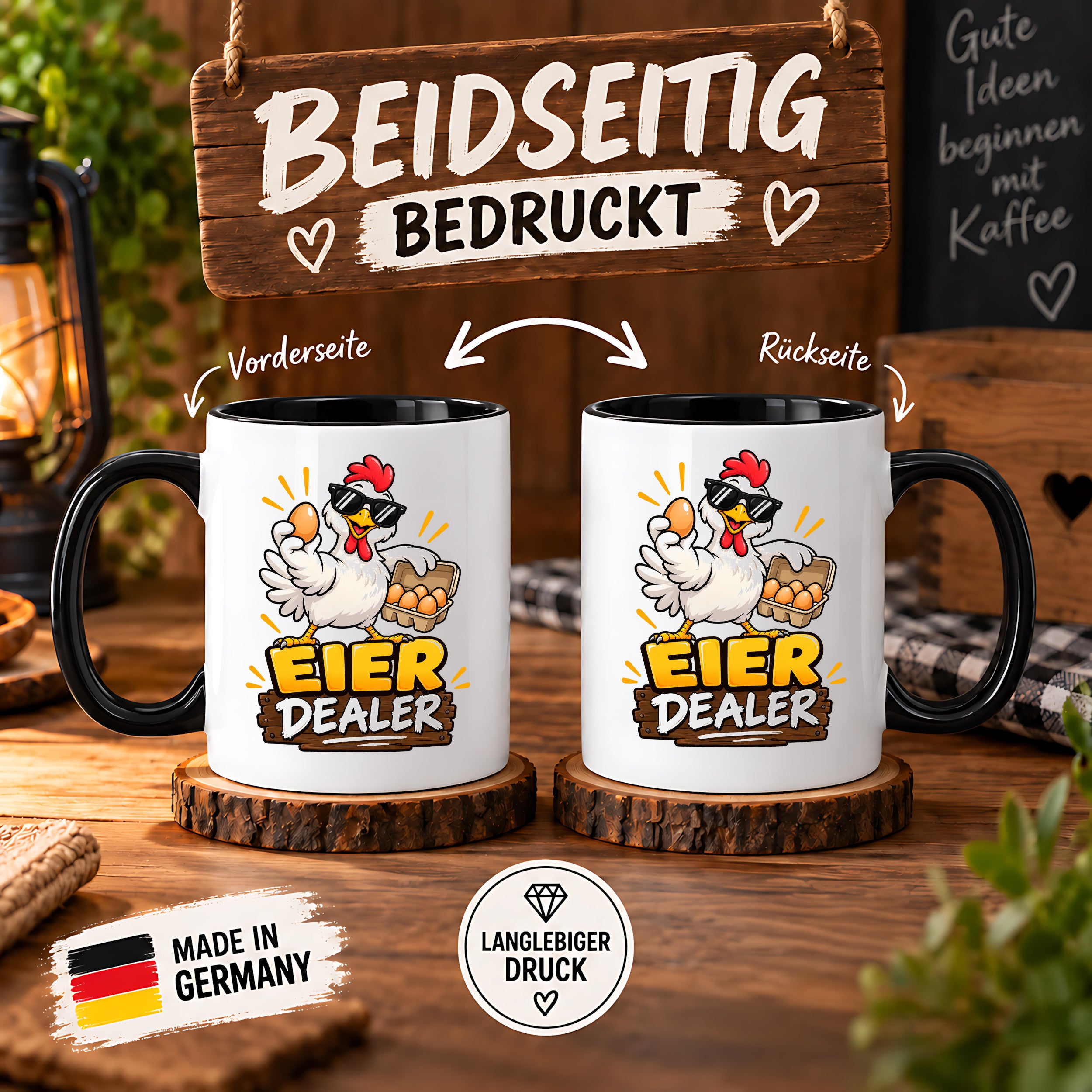 Eier Dealer Tasse Huhn Geschenk 330 ml lustige Keramiktasse für Hühnerhalter Geflügel Fans Geburtstag Weihnachten