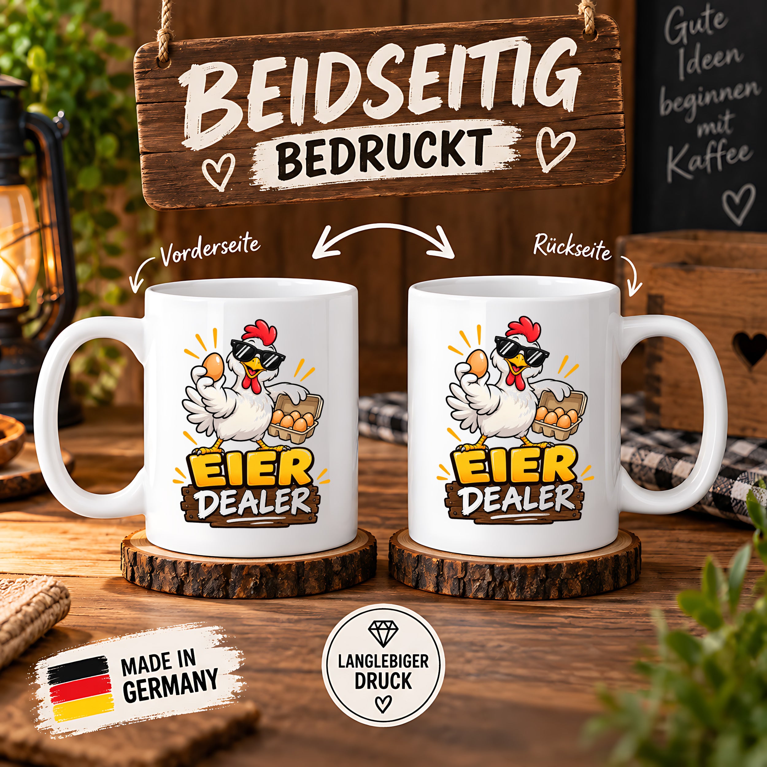 Eier Dealer Tasse Huhn Geschenk 330 ml lustige Keramiktasse für Hühnerhalter Geflügel Fans Geburtstag Weihnachten