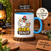 Eier Dealer Tasse Huhn Geschenk 330 ml lustige Keramiktasse für Hühnerhalter Geflügel Fans Geburtstag Weihnachten