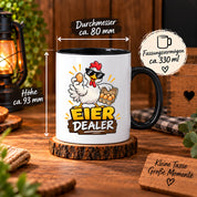 Eier Dealer Tasse Huhn Geschenk 330 ml lustige Keramiktasse für Hühnerhalter Geflügel Fans Geburtstag Weihnachten