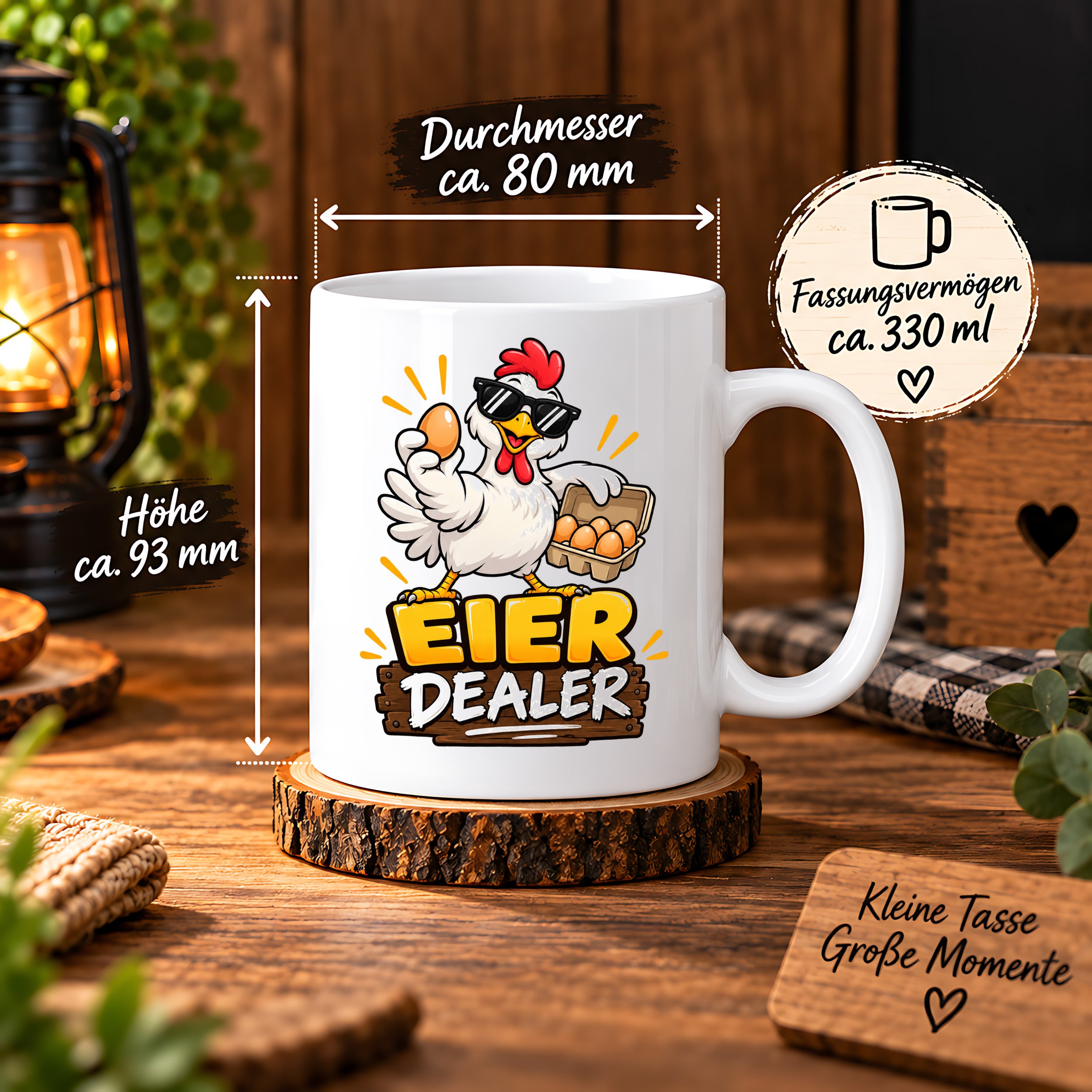 Eier Dealer Tasse Huhn Geschenk 330 ml lustige Keramiktasse für Hühnerhalter Geflügel Fans Geburtstag Weihnachten