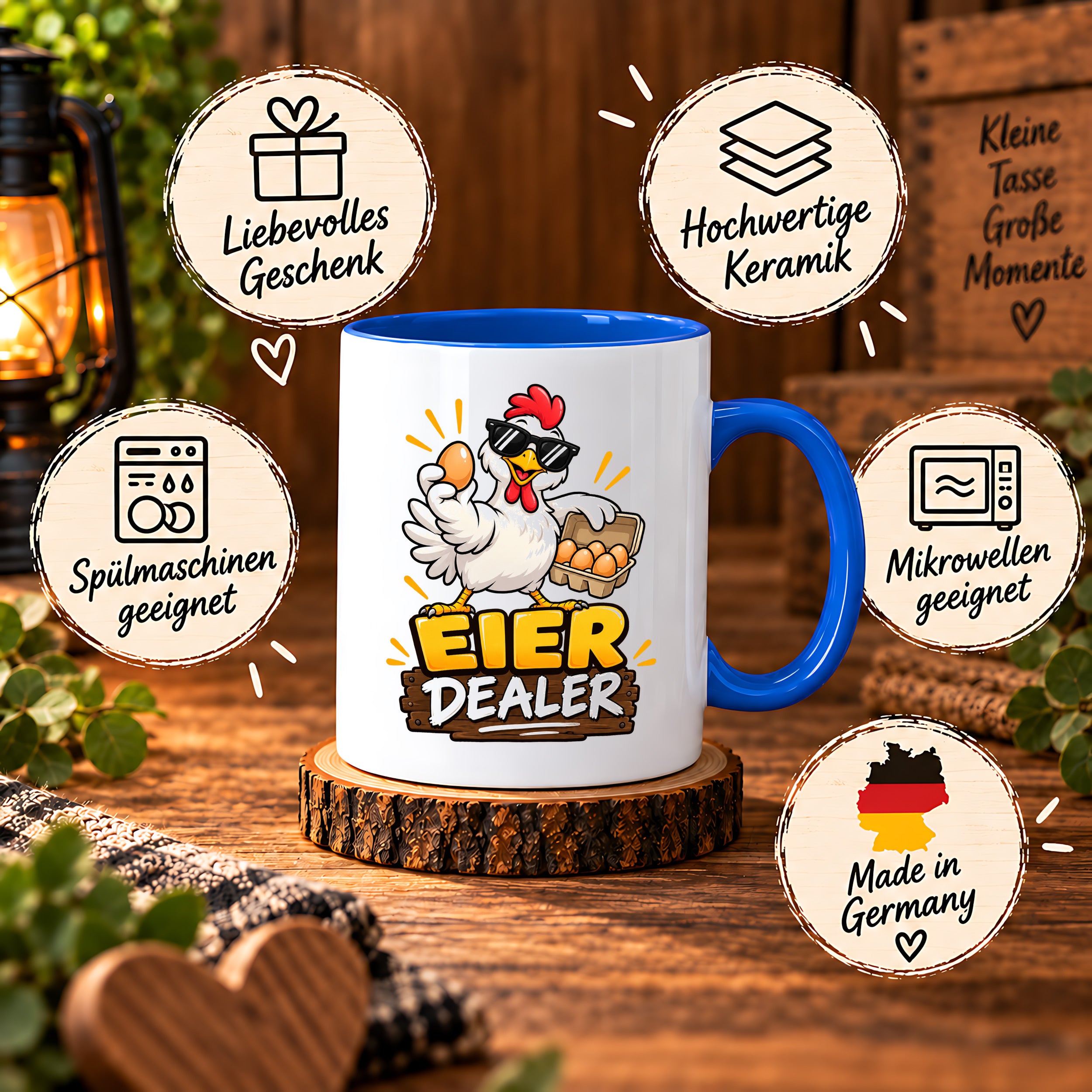 Eier Dealer Tasse Huhn Geschenk 330 ml lustige Keramiktasse für Hühnerhalter Geflügel Fans Geburtstag Weihnachten