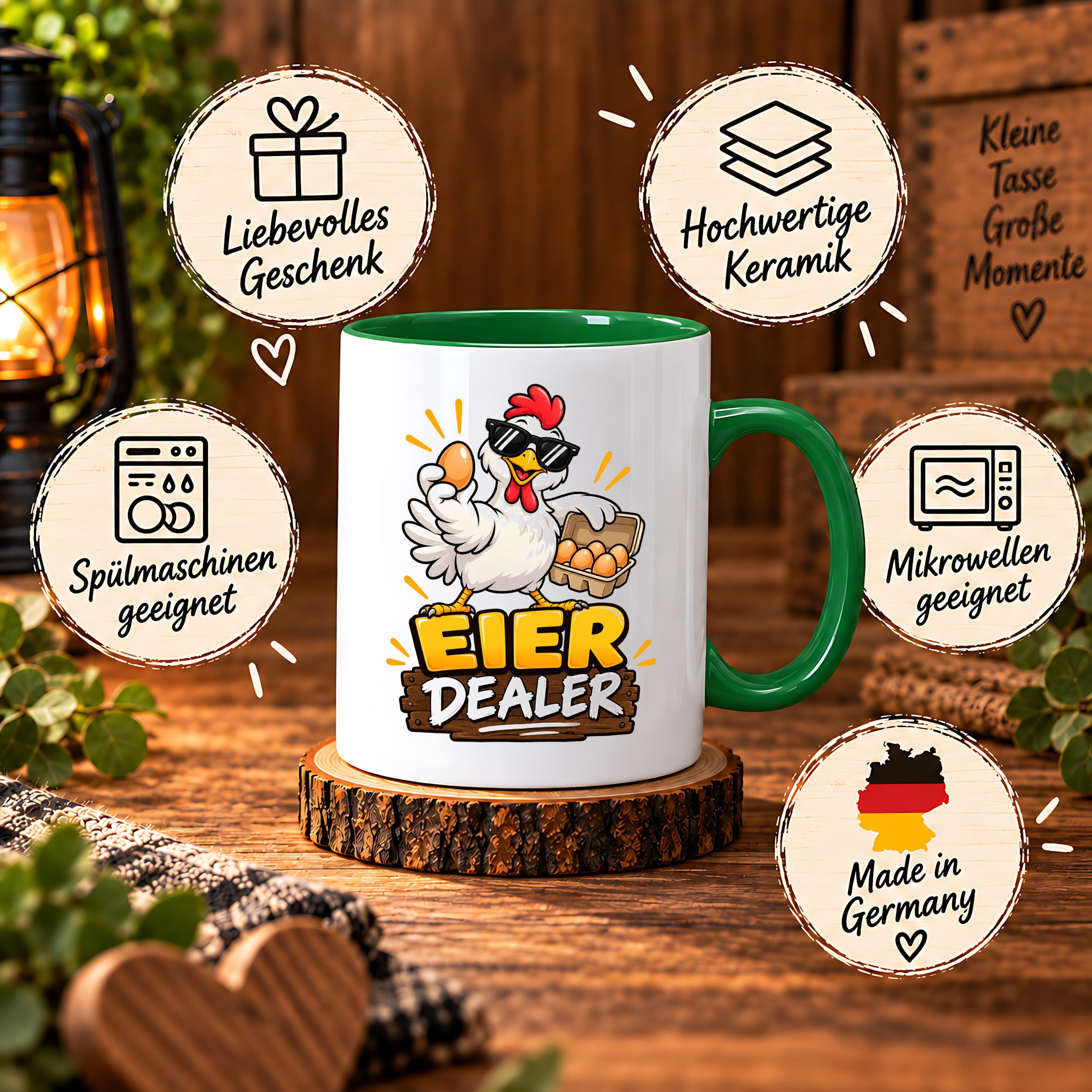 Eier Dealer Tasse Huhn Geschenk 330 ml lustige Keramiktasse für Hühnerhalter Geflügel Fans Geburtstag Weihnachten