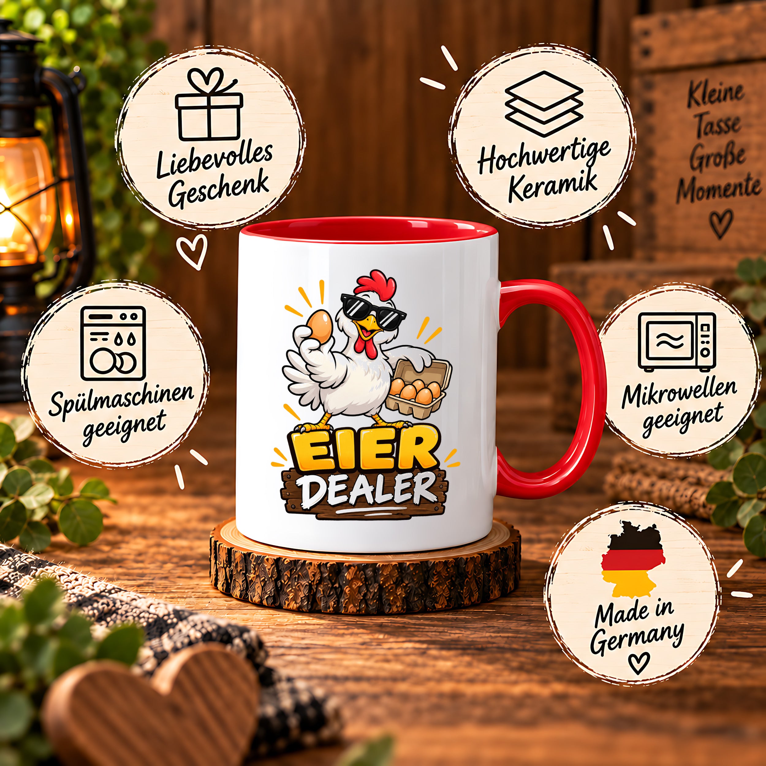 Eier Dealer Tasse Huhn Geschenk 330 ml lustige Keramiktasse für Hühnerhalter Geflügel Fans Geburtstag Weihnachten