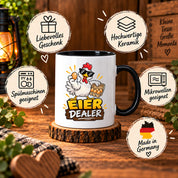 Eier Dealer Tasse Huhn Geschenk 330 ml lustige Keramiktasse für Hühnerhalter Geflügel Fans Geburtstag Weihnachten