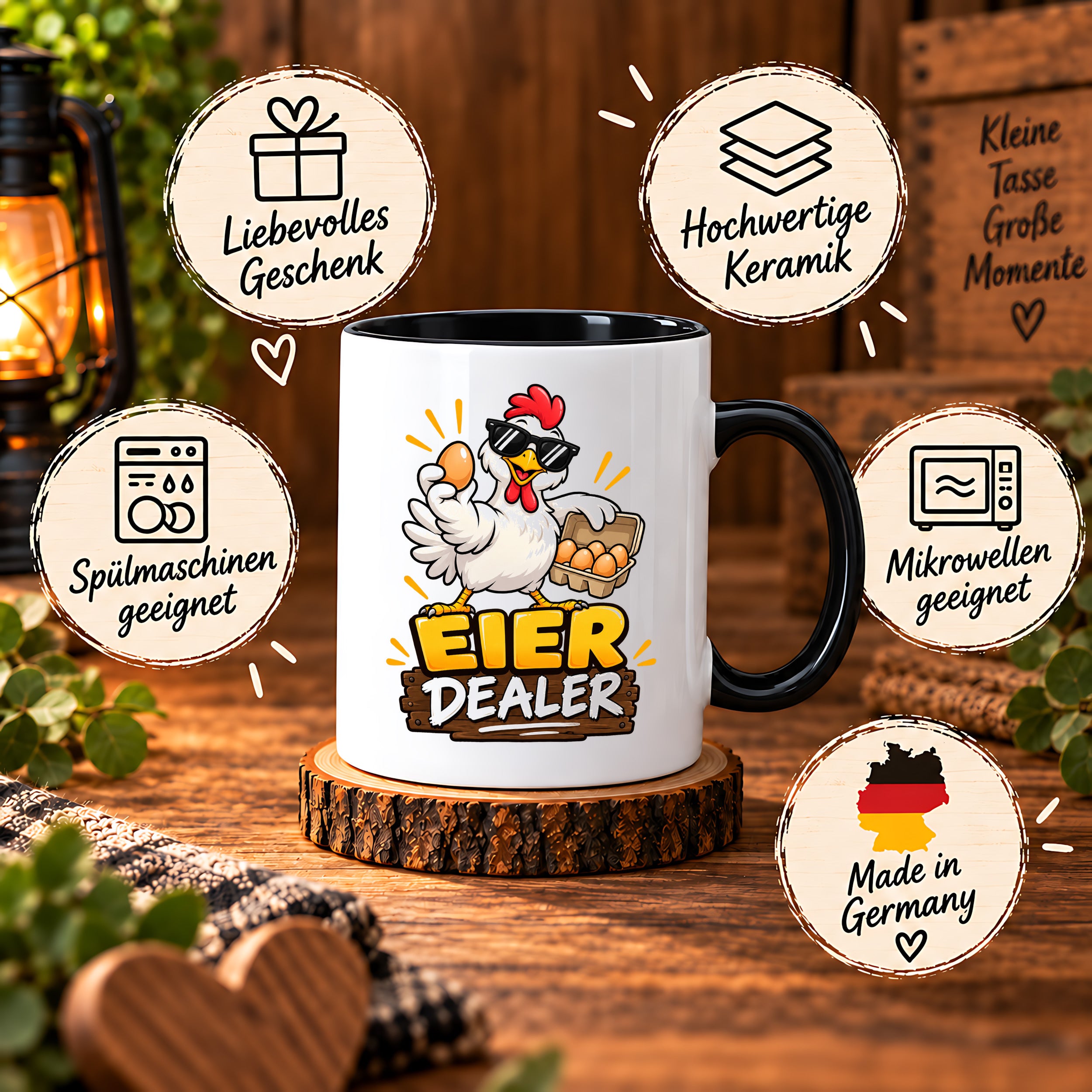Eier Dealer Tasse Huhn Geschenk 330 ml lustige Keramiktasse für Hühnerhalter Geflügel Fans Geburtstag Weihnachten