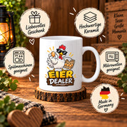 Eier Dealer Tasse Huhn Geschenk 330 ml lustige Keramiktasse für Hühnerhalter Geflügel Fans Geburtstag Weihnachten