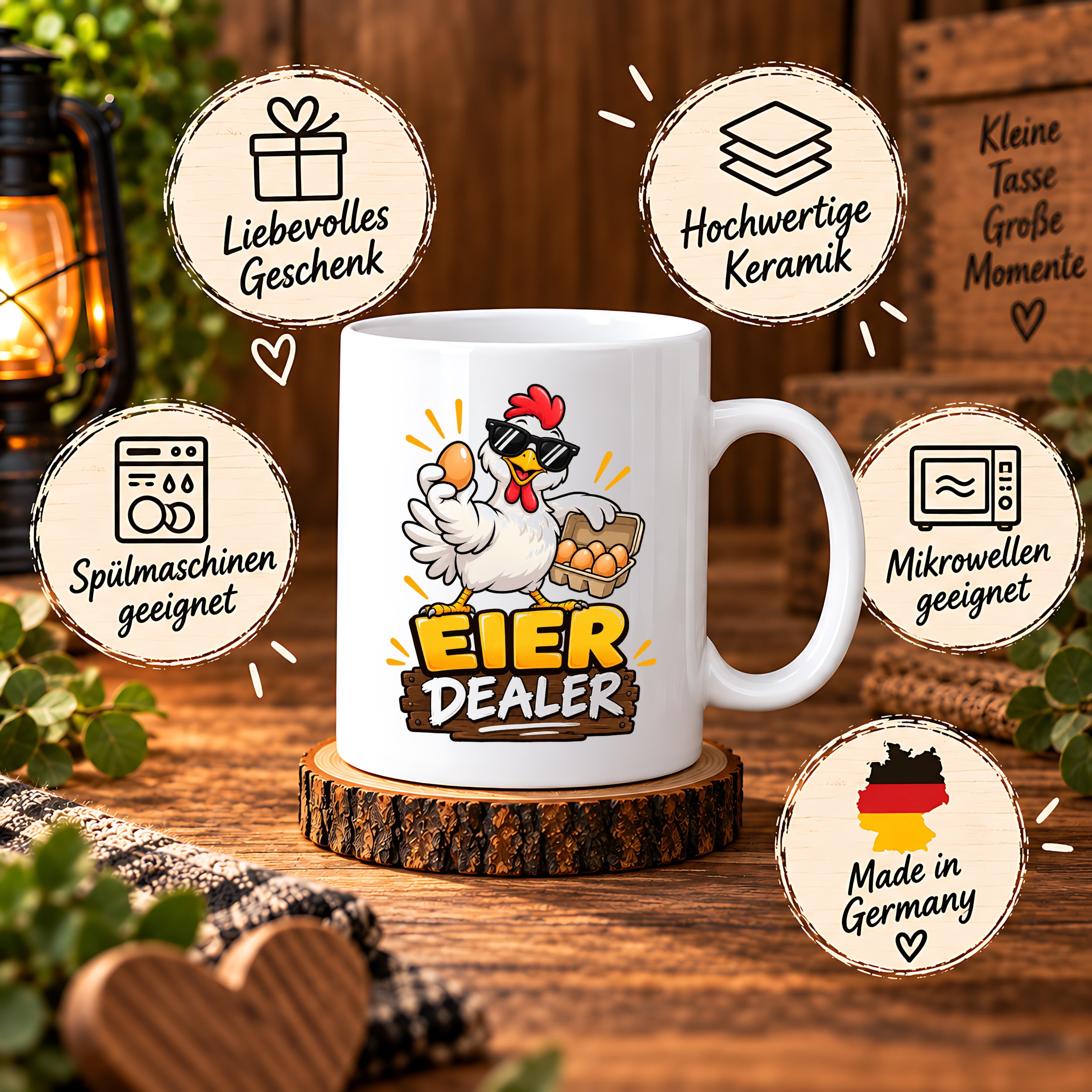 Eier Dealer Tasse Huhn Geschenk 330 ml lustige Keramiktasse für Hühnerhalter Geflügel Fans Geburtstag Weihnachten