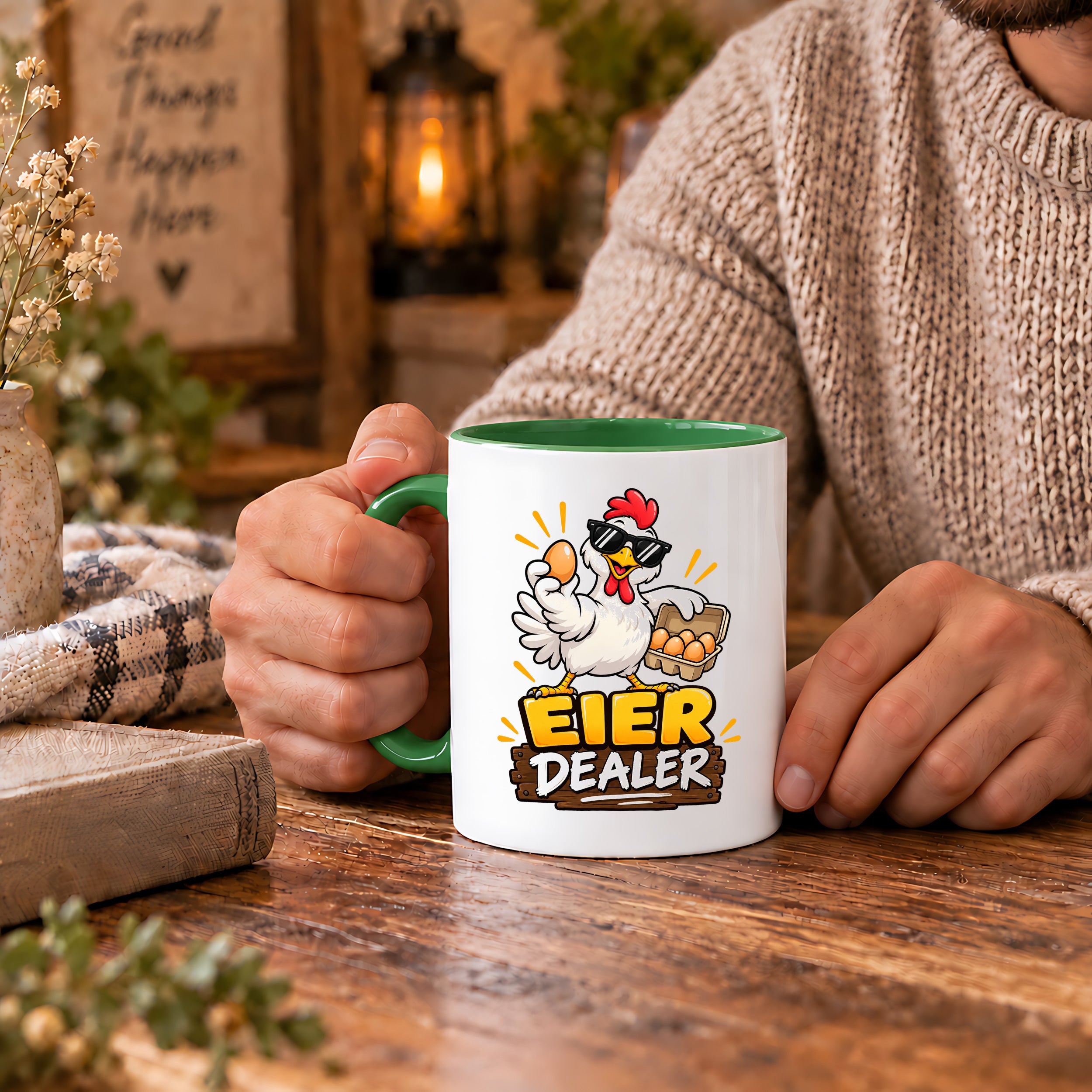 Eier Dealer Tasse Huhn Geschenk 330 ml lustige Keramiktasse für Hühnerhalter Geflügel Fans Geburtstag Weihnachten