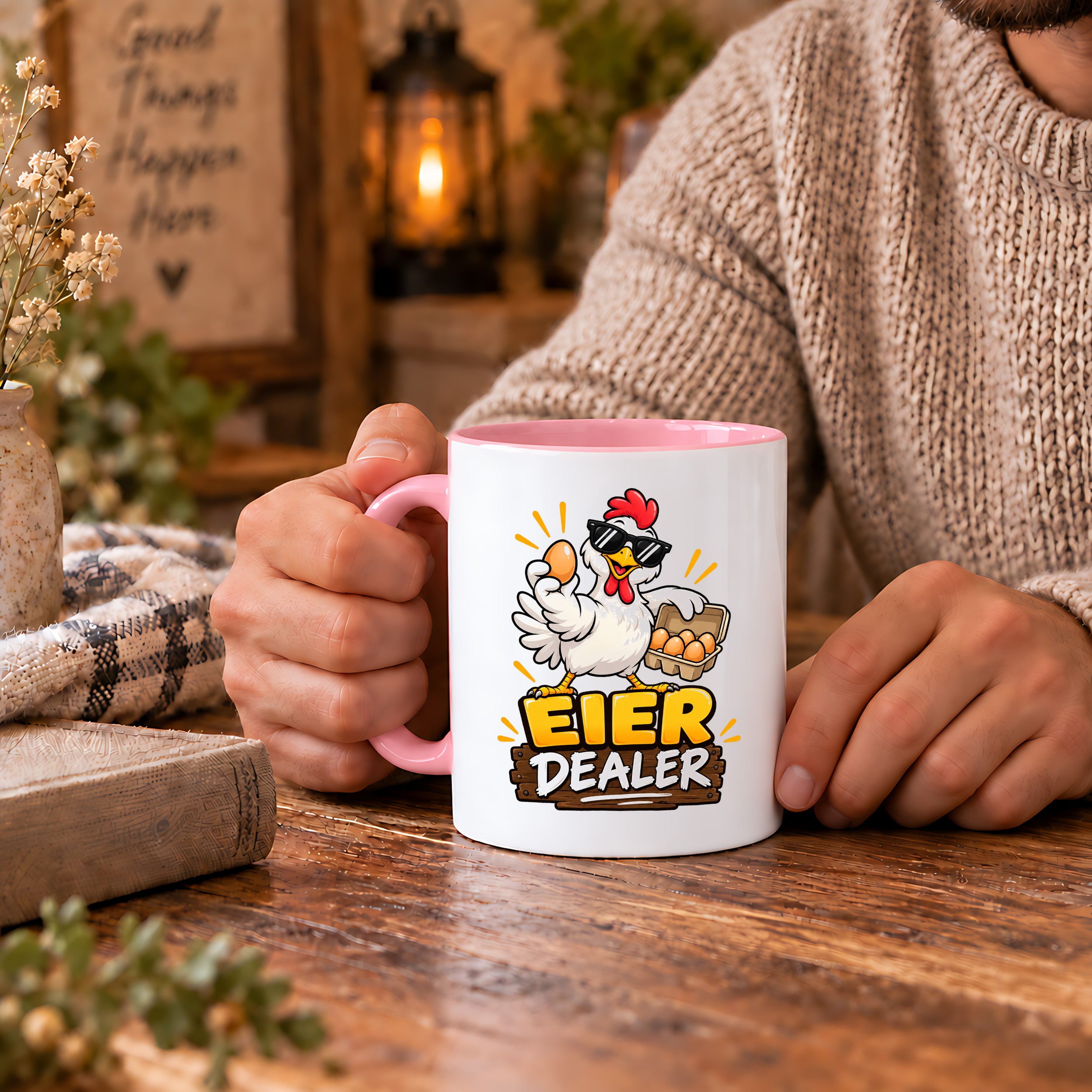 Eier Dealer Tasse Huhn Geschenk 330 ml lustige Keramiktasse für Hühnerhalter Geflügel Fans Geburtstag Weihnachten