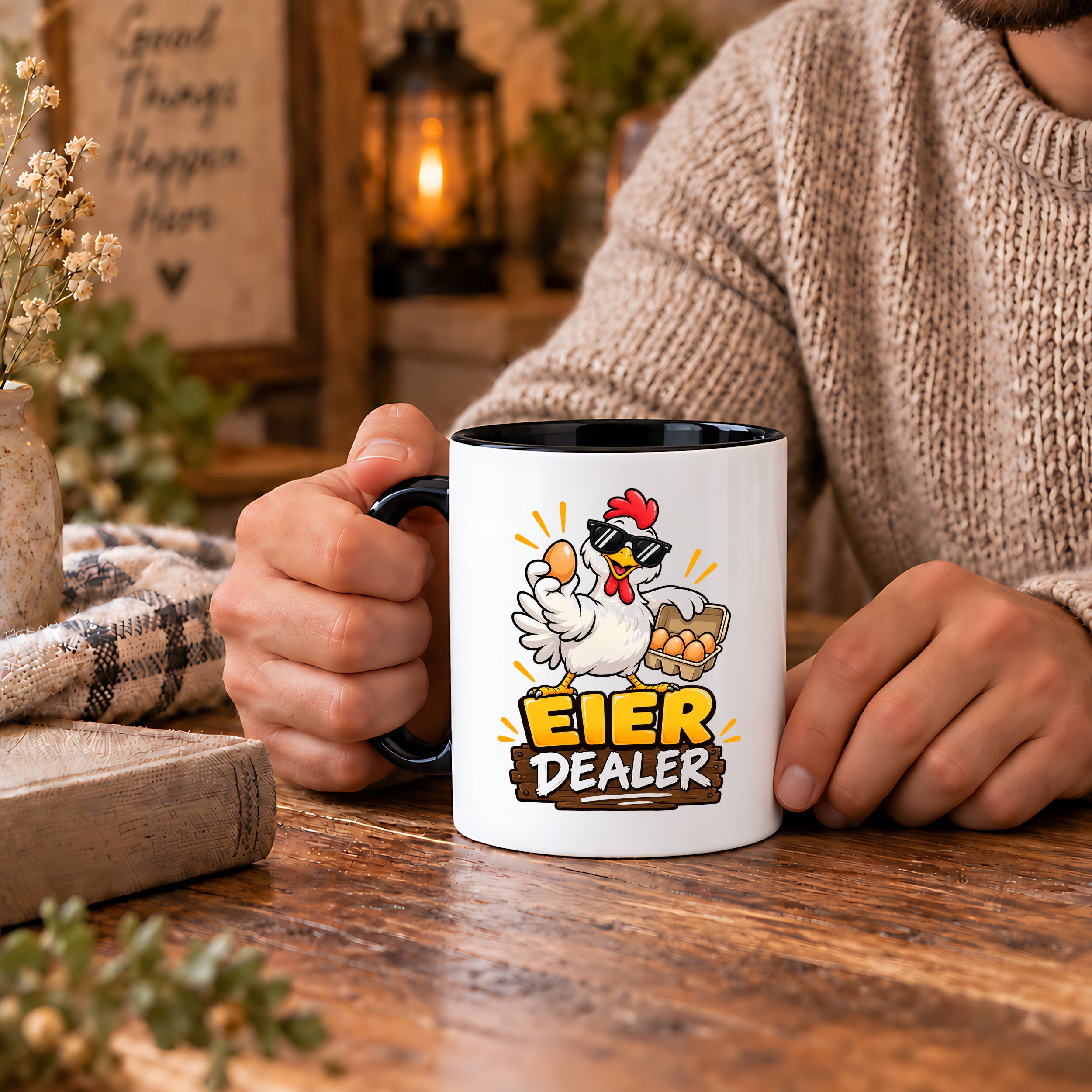 Eier Dealer Tasse Huhn Geschenk 330 ml lustige Keramiktasse für Hühnerhalter Geflügel Fans Geburtstag Weihnachten