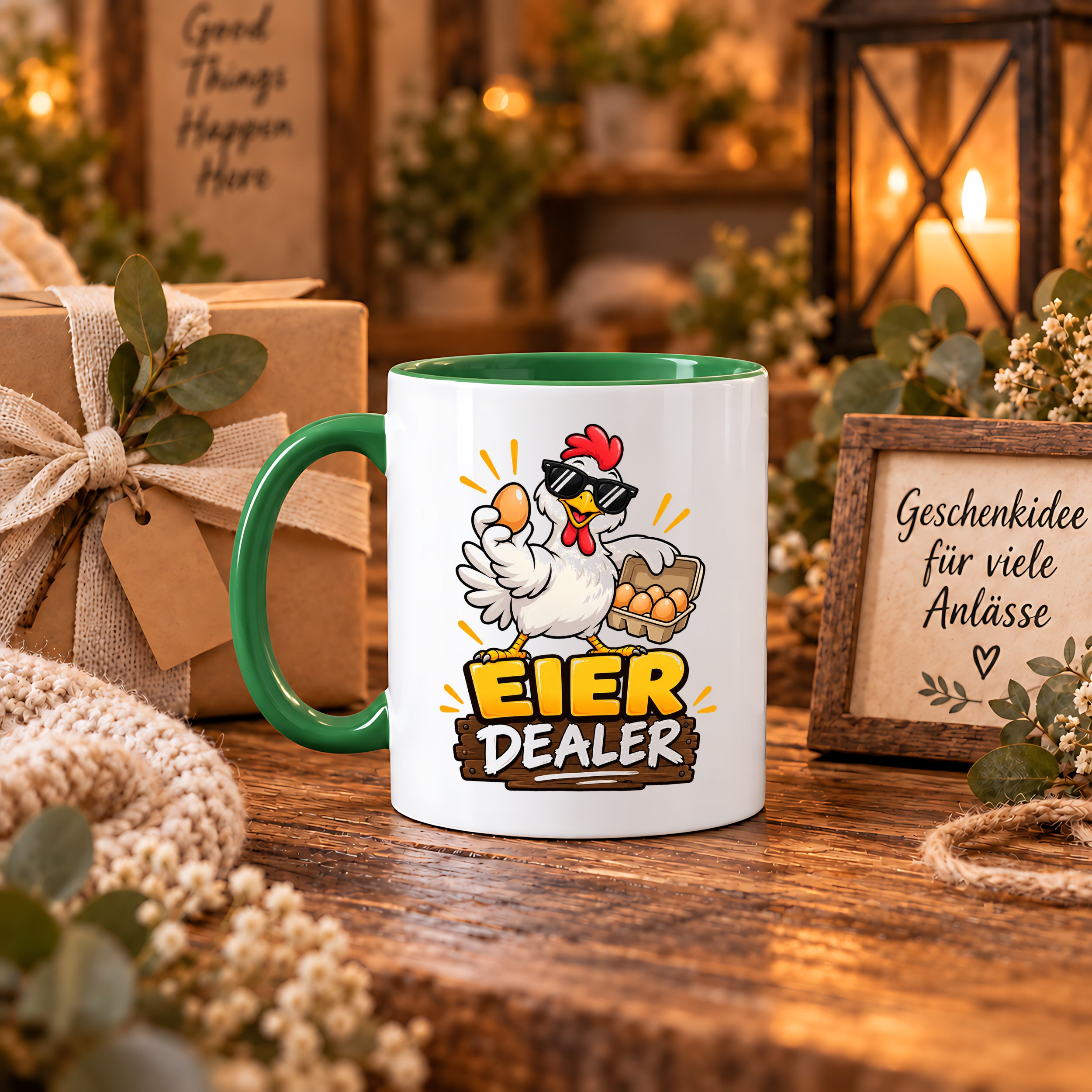Eier Dealer Tasse Huhn Geschenk 330 ml lustige Keramiktasse für Hühnerhalter Geflügel Fans Geburtstag Weihnachten