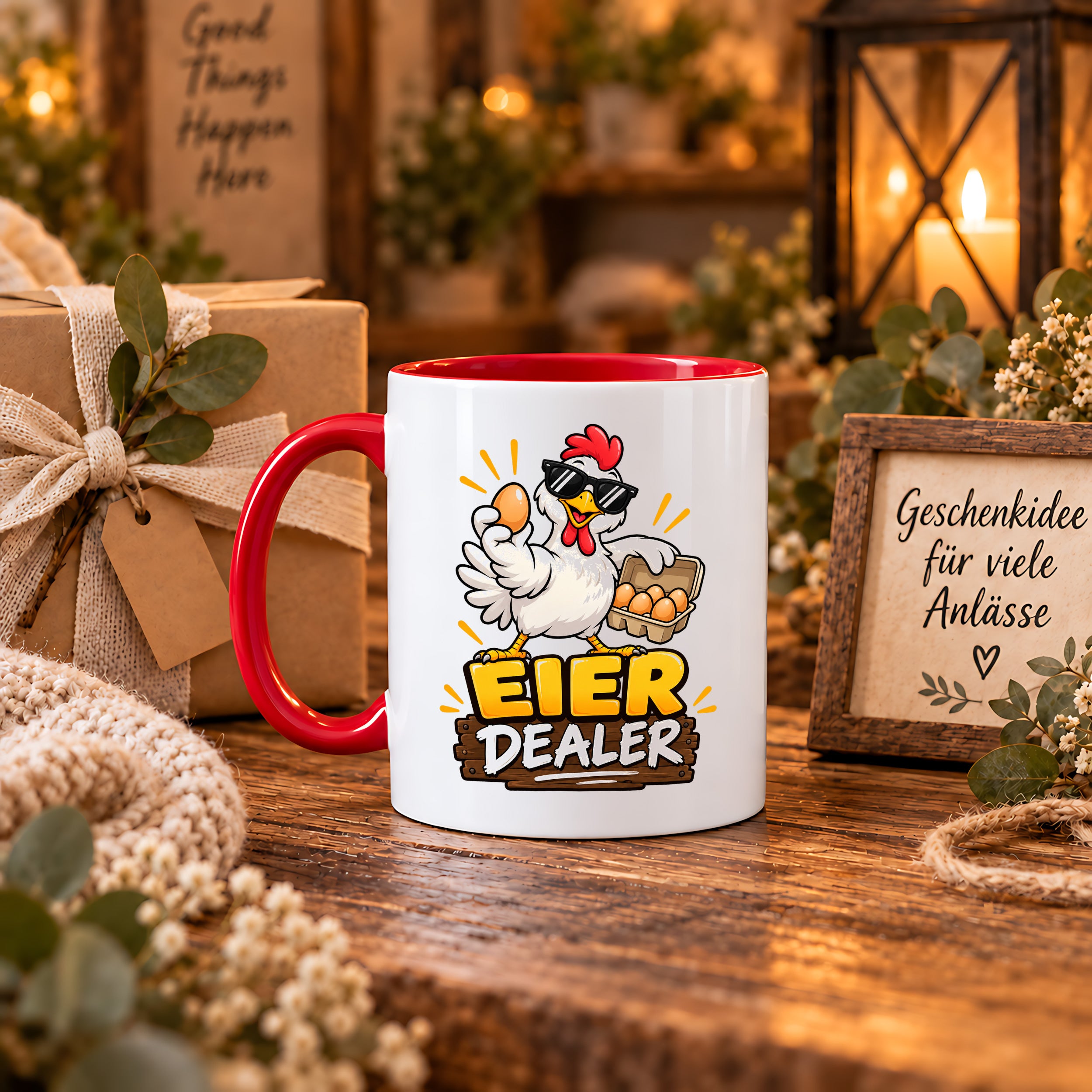 Eier Dealer Tasse Huhn Geschenk 330 ml lustige Keramiktasse für Hühnerhalter Geflügel Fans Geburtstag Weihnachten