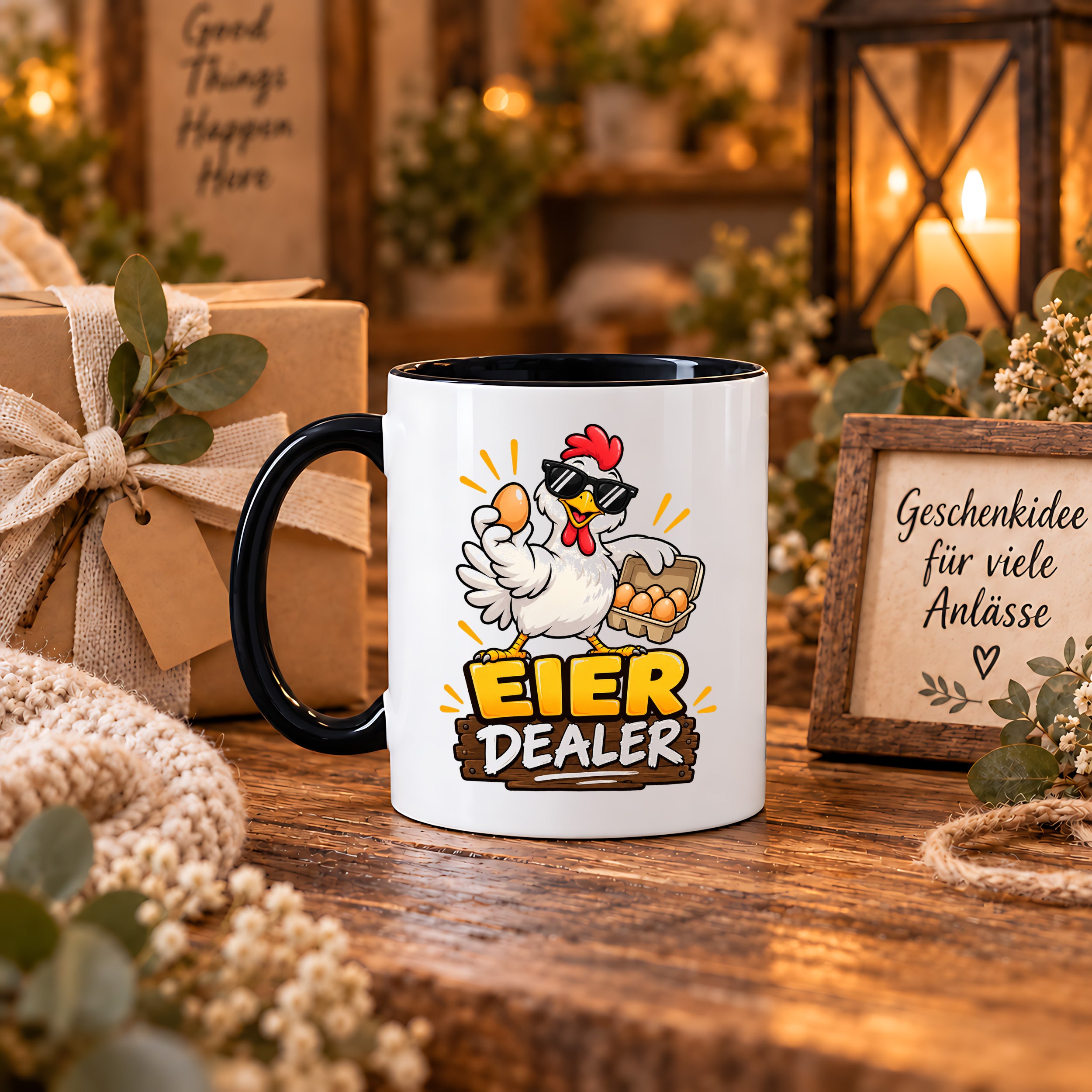 Eier Dealer Tasse Huhn Geschenk 330 ml lustige Keramiktasse für Hühnerhalter Geflügel Fans Geburtstag Weihnachten