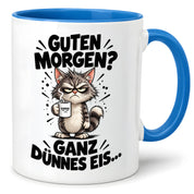 Tasse Guten Morgen Ganz dünnes Eis lustiger Katzen Spruch Morgenmuffel Geschenk Büro Kollegen Geburtstag 330 ml