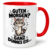 Tasse Guten Morgen Ganz dünnes Eis lustiger Katzen Spruch Morgenmuffel Geschenk Büro Kollegen Geburtstag 330 ml