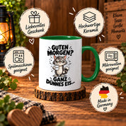Tasse Guten Morgen Ganz dünnes Eis lustiger Katzen Spruch Morgenmuffel Geschenk Büro Kollegen Geburtstag 330 ml