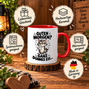 Tasse Guten Morgen Ganz dünnes Eis lustiger Katzen Spruch Morgenmuffel Geschenk Büro Kollegen Geburtstag 330 ml