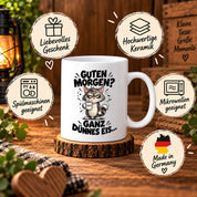 Tasse Guten Morgen Ganz dünnes Eis lustiger Katzen Spruch Morgenmuffel Geschenk Büro Kollegen Geburtstag 330 ml