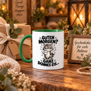 Tasse Guten Morgen Ganz dünnes Eis lustiger Katzen Spruch Morgenmuffel Geschenk Büro Kollegen Geburtstag 330 ml